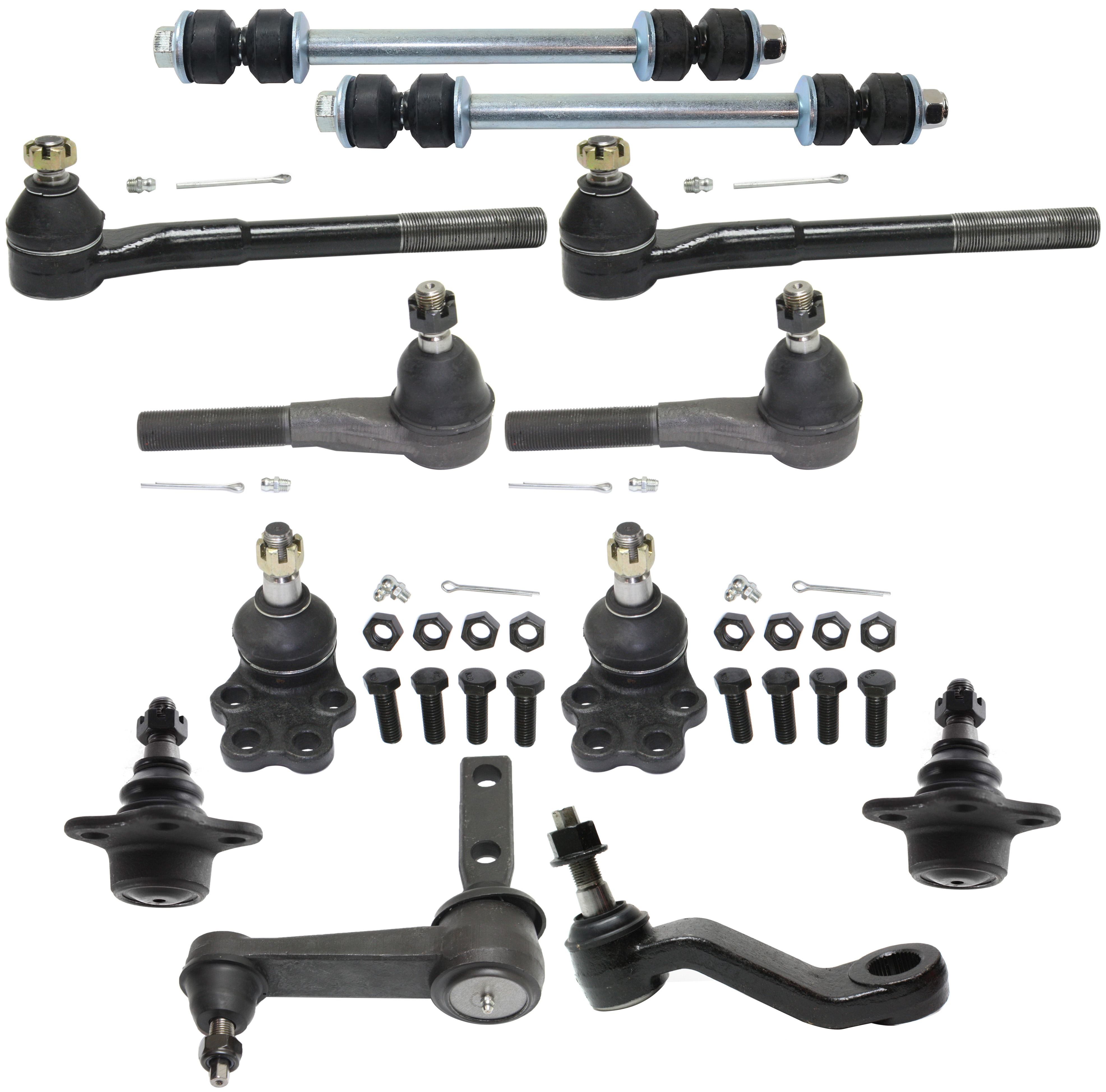 AM RAM 1500-00-01 FRONT SUSPENSION KIT 12 pc kit with Idler Arm Pitman Arm Sway Bar Links Ball Joints and Tie Rod Ends SKU KIT 080316-02 OEM 104276-2601534-5021289-5051277