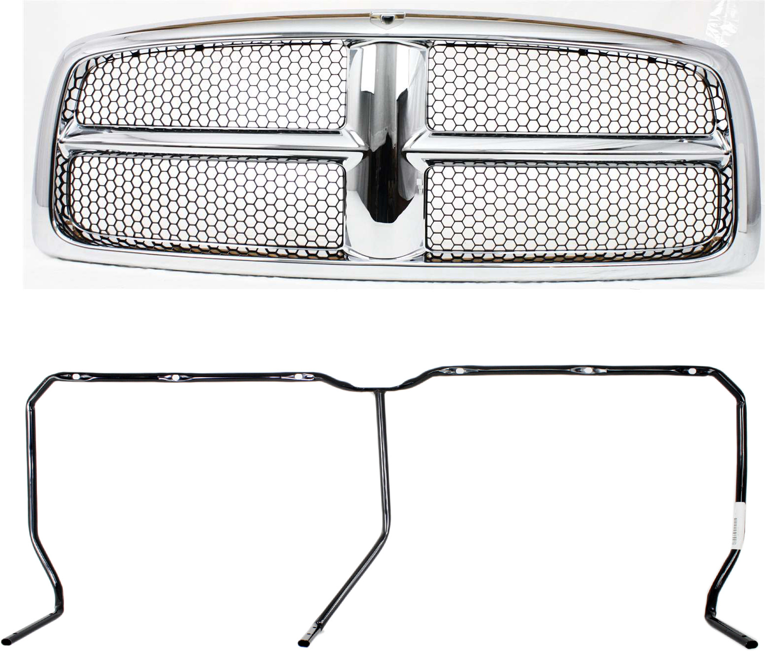 AM RAM FULL SIZE P U 02-05 GRILLE 2 pc Kit New Body Style with Grille Bracket SKU KIT 080317-04 Partslink CH1200268 CH1207103 OEM 55077185AG PFM 55077186AE