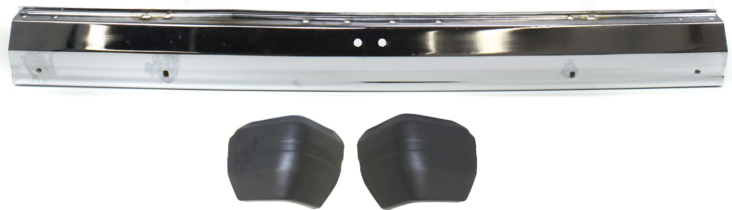 AM WAGONEER 84-90 CHEROKEE 84-96 REAR BUMPER Chrome 3 pc kit with Bumper End SKU KIT 080317-08 Partslink CH1102168 CH1105137 CH1104136 OEM 55234619-55029244-55029245