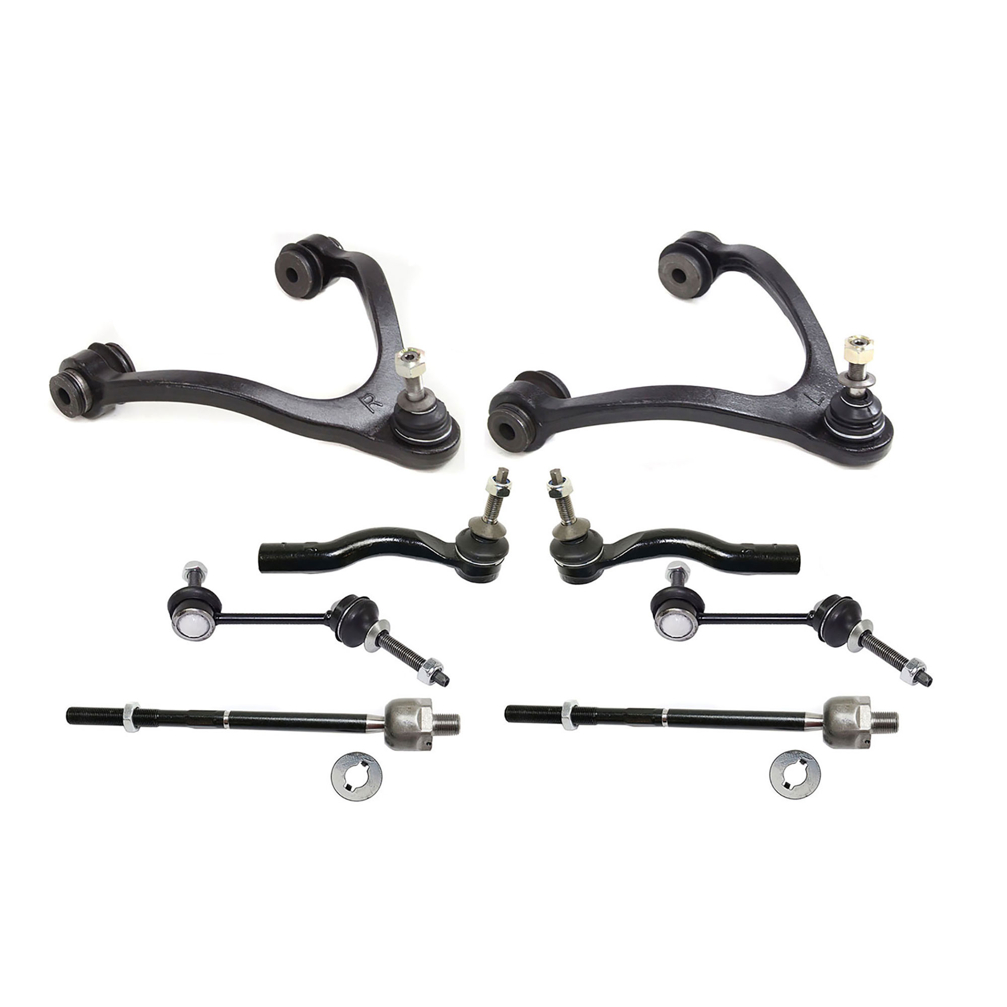 AM CROWN VICTORIA TOWN CAR 03-11 FRONT CONTROL ARM KIT RH AND LH Upper 8 pc kit with Sway Bar Links and Tie Rod Ends SKU KIT 080317-102 OEM 6W1Z3084RH 6W1Z3084S 6W1Z308