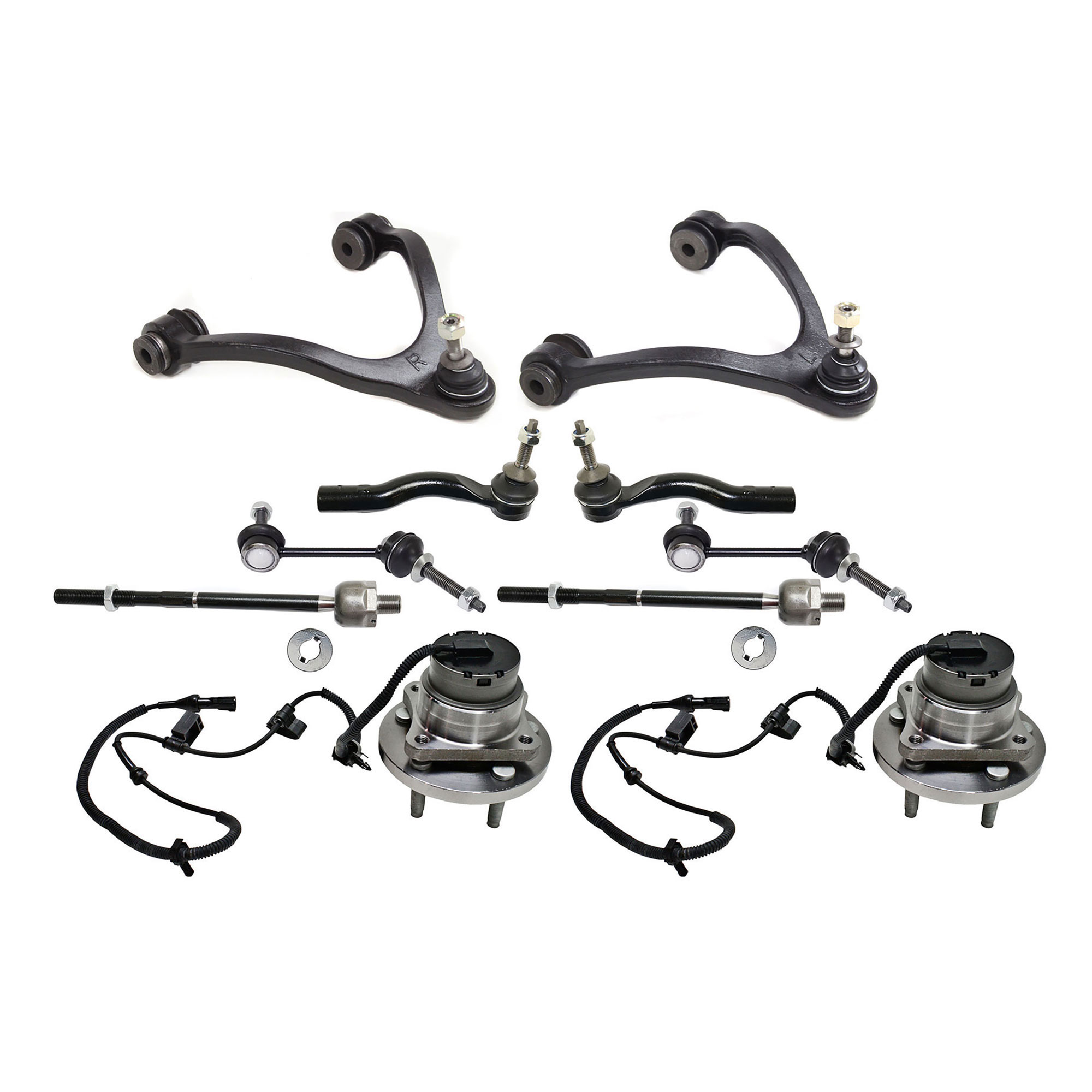 AM CROWN VICTORIA GRAND MARQUIS 03-04 TOWN CAR 03-05 FRONT HUB ASSEMBLY RH AND LH 10 pc Kit with Control Arms Sway Bar Links and Tie Rod Ends SKU KIT 080317-108 OEM 5W1Z1104AA 6W1Z3084RH 6W1Z30