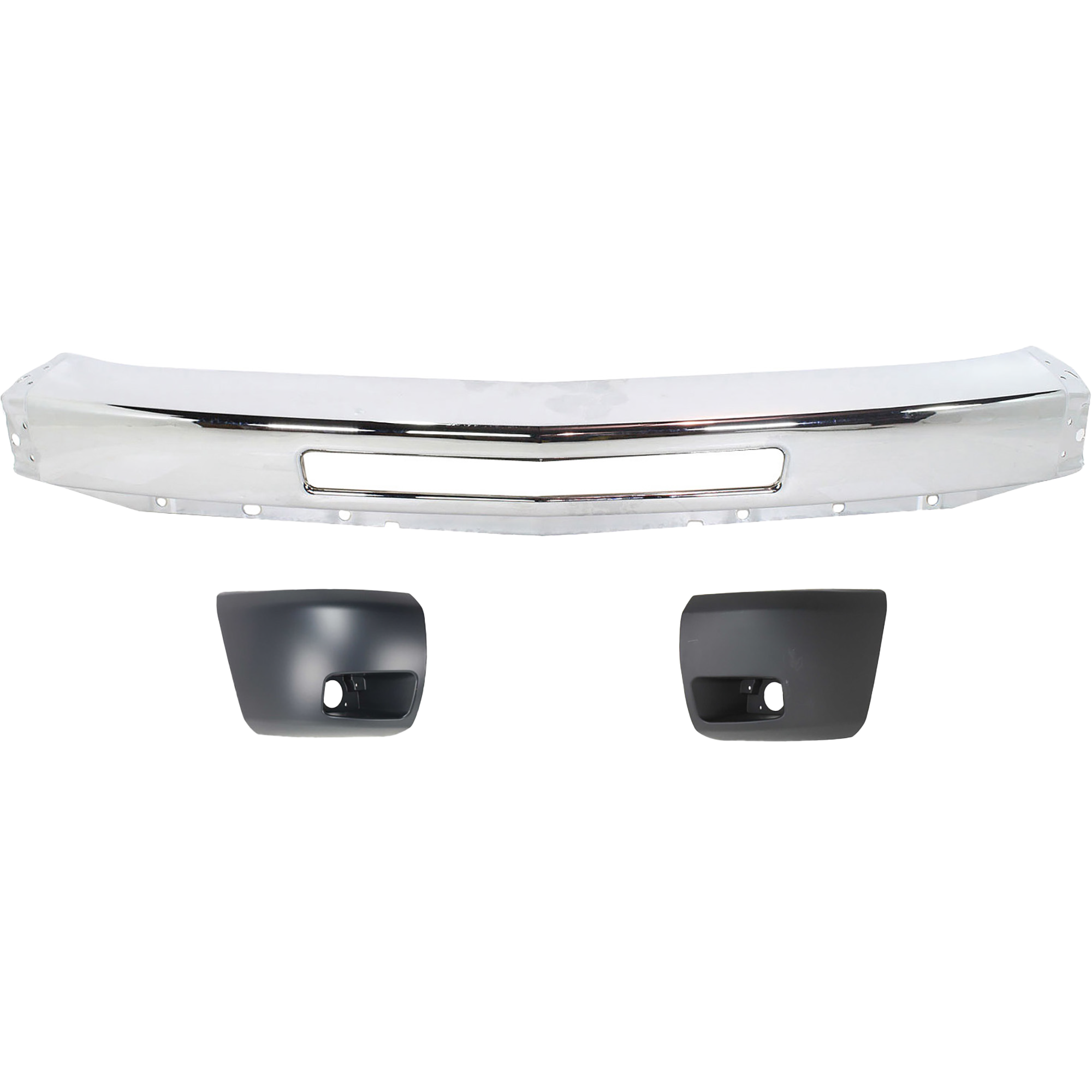 AM SILVERADO 1500-07-13 FRONT BUMPER Chrome 3 pc kit with Bumper End SKU KIT 080317-15 Partslink GM1002831 GM1005147 GM1004147 OEM 15941850-15891682-15891681