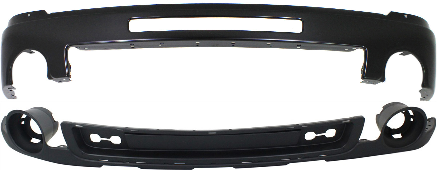 AM SIERRA 1500-07-13 FRONT BUMPER Powdercoated Black 2 pc kit with Valance Denali Model SKU KIT 080317-17 Partslink GM1002832 GM1092219 OEM 15901510-15901527