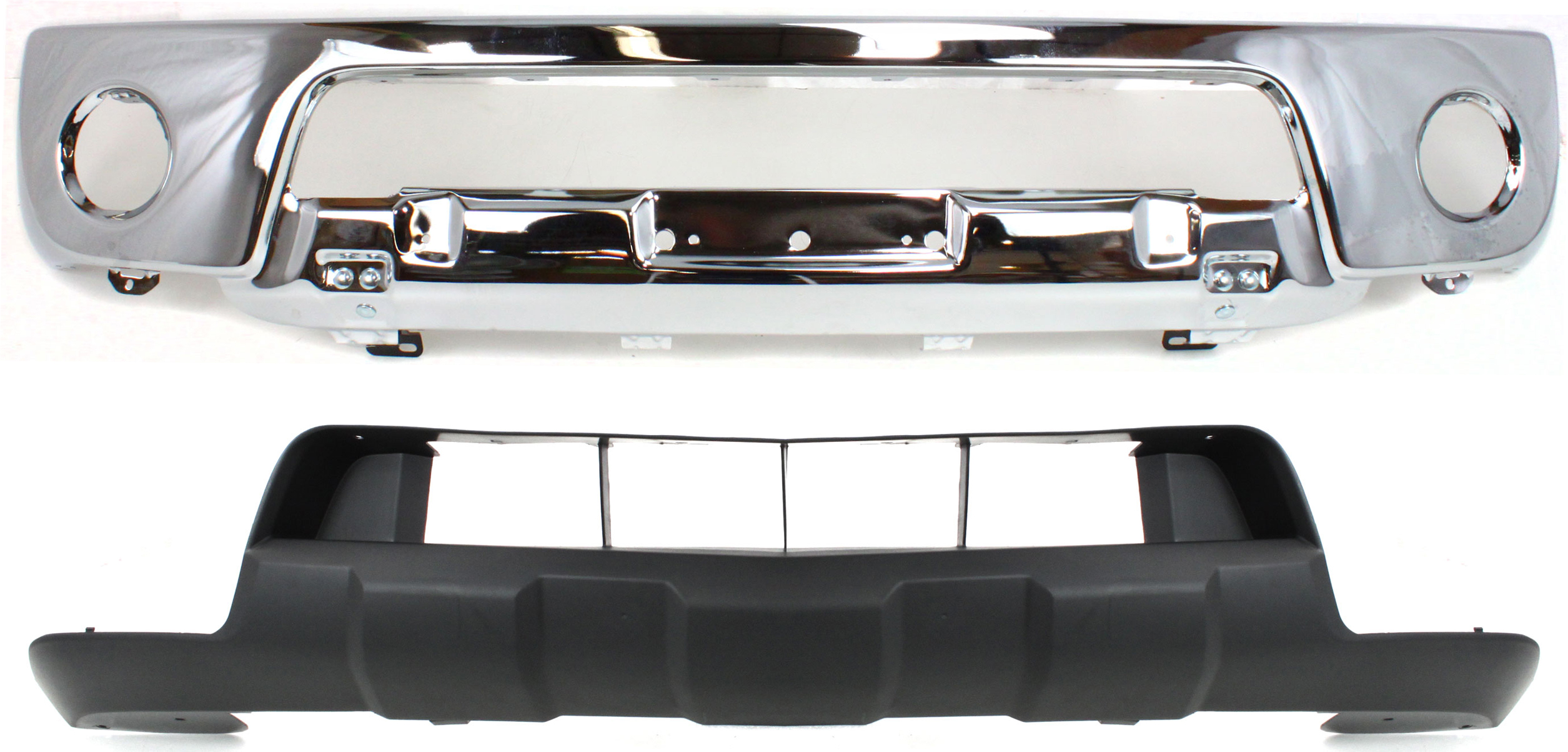 AM FRONTIER 05-08 FRONT BUMPER Lower Chrome 2 pc kit with Valance 2 Piece Type Bumper SKU KIT 080317-32 Partslink NI1002138 NI1015100 OEM 62014EA800-62026EA800