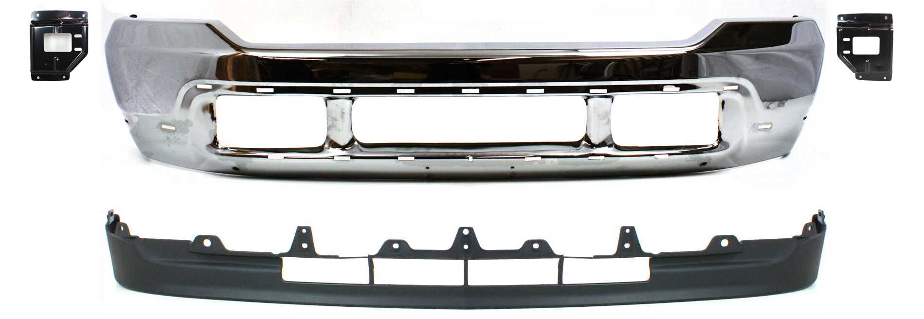 AM F SERIES SUPER DUTY EXCURSION 01-04 FRONT BUMPER Chrome 4 pc kit with Bracket and Valance SKU KIT 080317-38 Partslink FO1002375 FO1067133 FO1067147 FO1066133 FO1066147 FO1095203 OEM 3C3Z17757BA F81Z17B984AD 1C3Z1