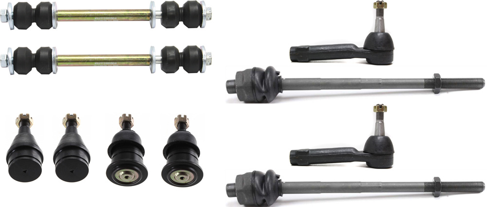 AM SIERRA SILVERADO 99-07 FRONT BALL JOINT RH AND LH Upper and Lower 10 pc Kit with Sway Bar Links and Tie Rod Ends SKU KIT 080317-50 OEM 104265-2601525-5001103-1247