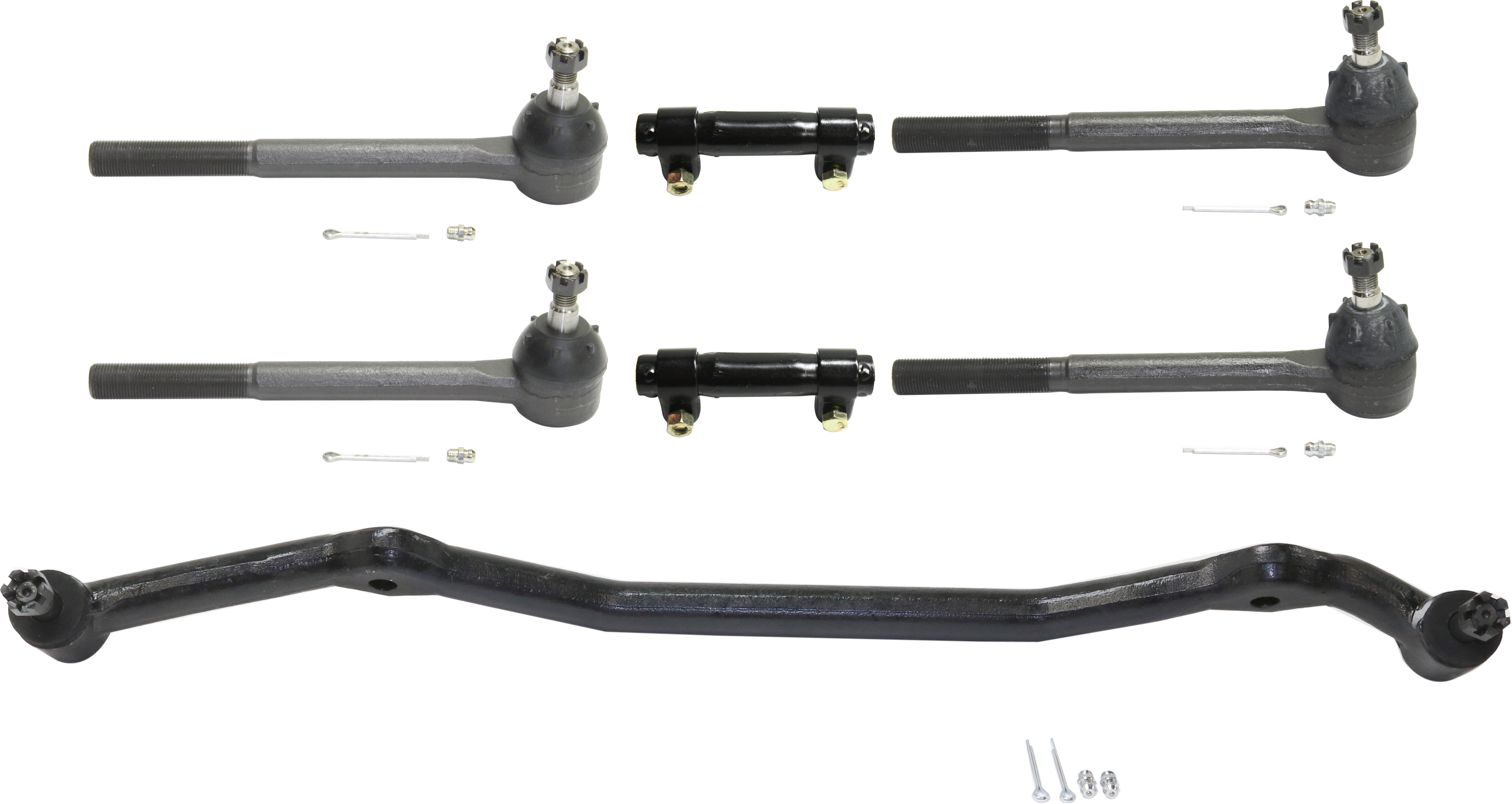 AM SKYLARK MONTE CARLO CUTLASS 71-72 FRONT TIE ROD RH AND LH Inner and Outer 7 pc Kit with Center Link and Tie Rod Adjusting Sleeves SKU KIT 080317-68 OEM 3987857-3987858-804749-1382
