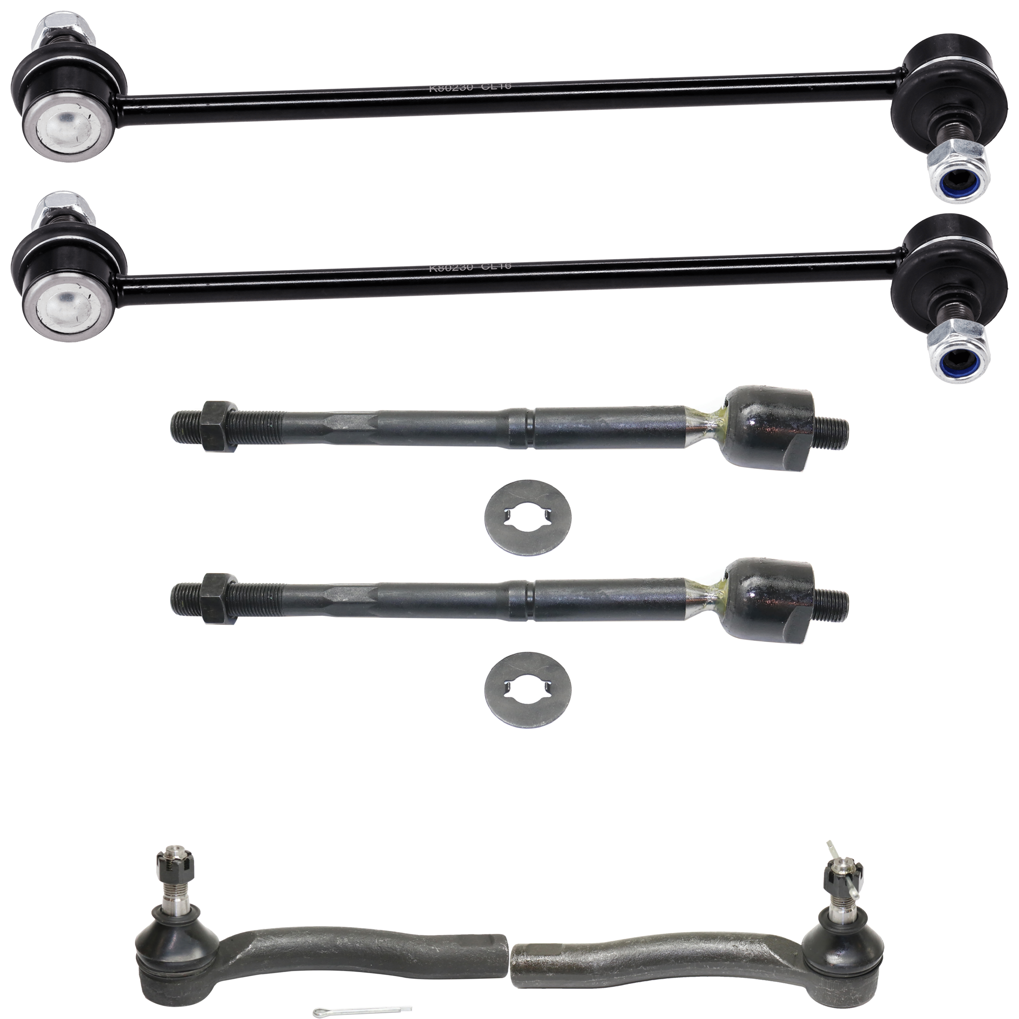AM COROLLA 03-19 MATRIX 03-14 FRONT SUSPENSION KIT 6 pc Kit with Sway Bar Link and Tie Rod End SKU KIT 080324-02 OEM 18354-1014908-1880230-2651559
