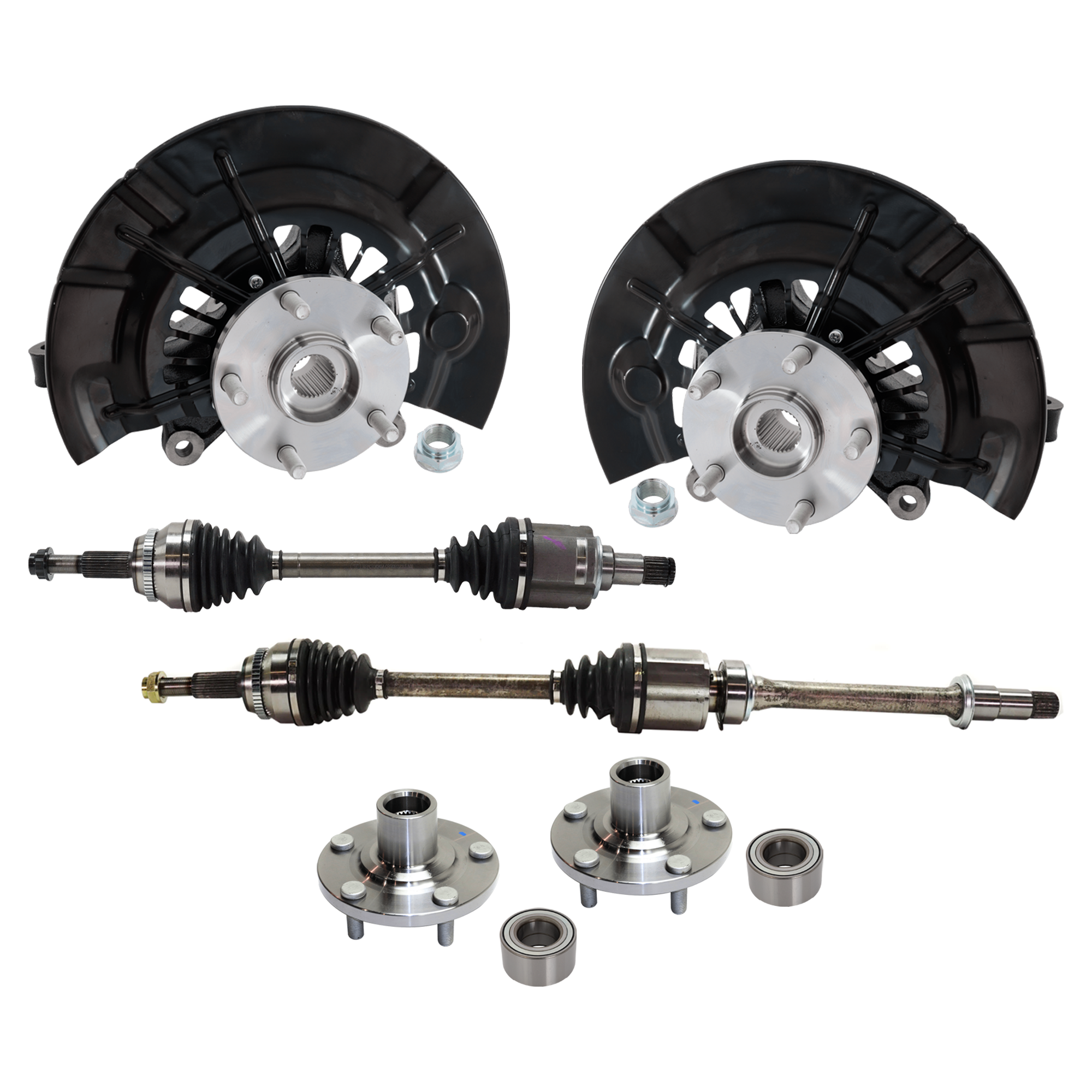 AM AVALON 13-16 CAMRY 12-17 FRONT KNUCKLE RH AND LH 8 pc kit with Axle Assembly Wheel Bearing and Wheel Hub SKU KIT 080324-26 OEM 9692300-4321206240-4778206130