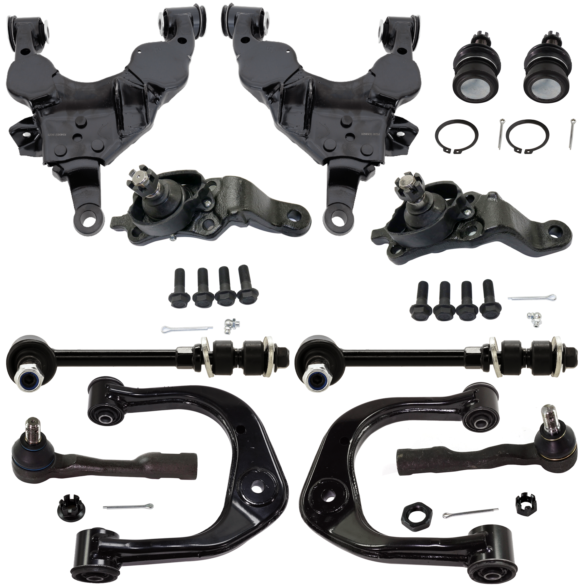 AM SEQUOIA 05-07 TUNDRA 04-06 FRONT SUSPENSION KIT 12 pc Kit with Ball Joint Control Arm Sway Bar Link and Tie Rod End SKU KIT 080324-38 OEM 1015282-2601634-5051345-104