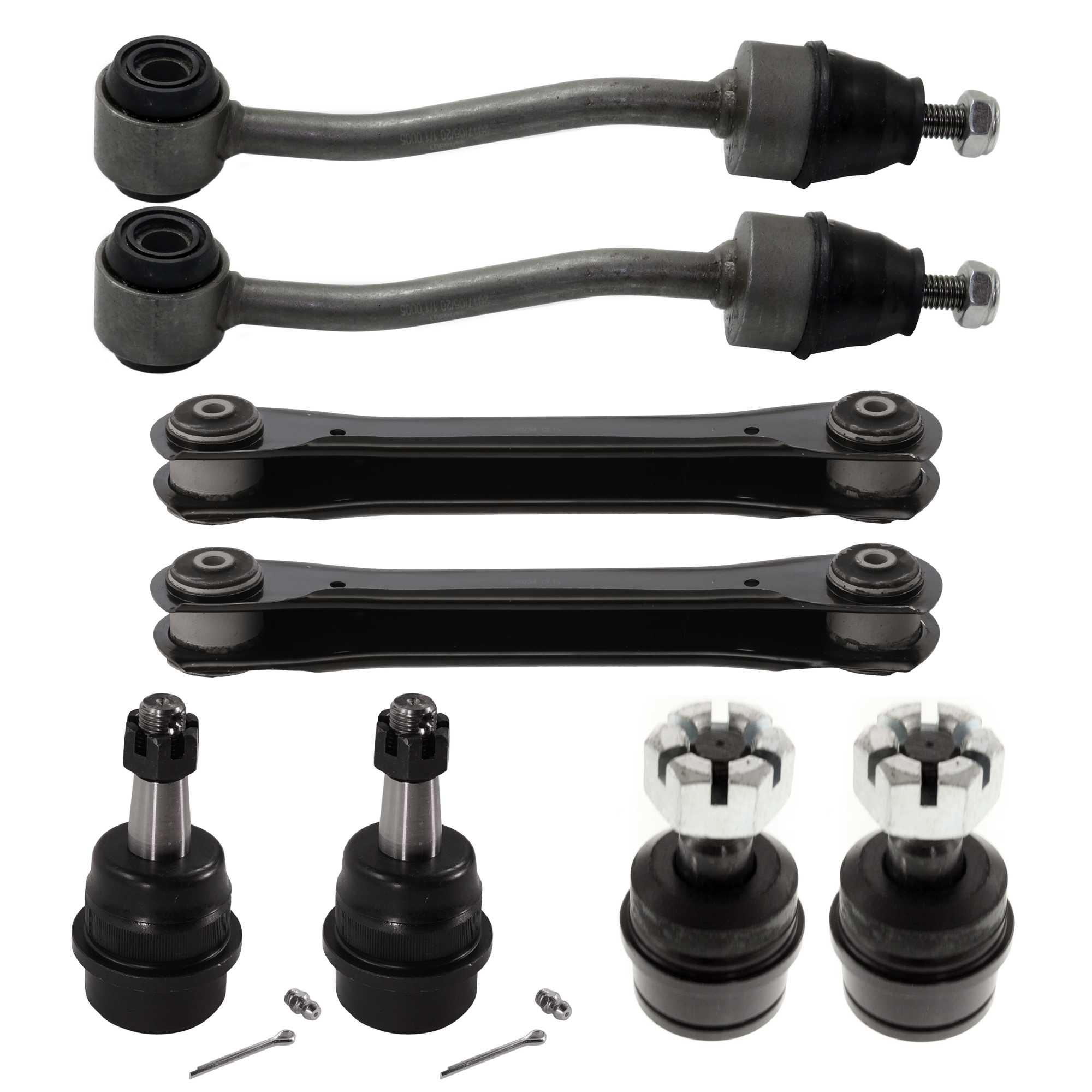 AM WRANGLER 97-06 FRONT AND REAR CONTROL ARM RH AND LH Lower 8 pc kit w Front and Rear Coil Spring with Ball Joint Control Arm and Sway Bar Link SKU KIT 080324-43 OEM 52088654-10459-46D2117A 835002