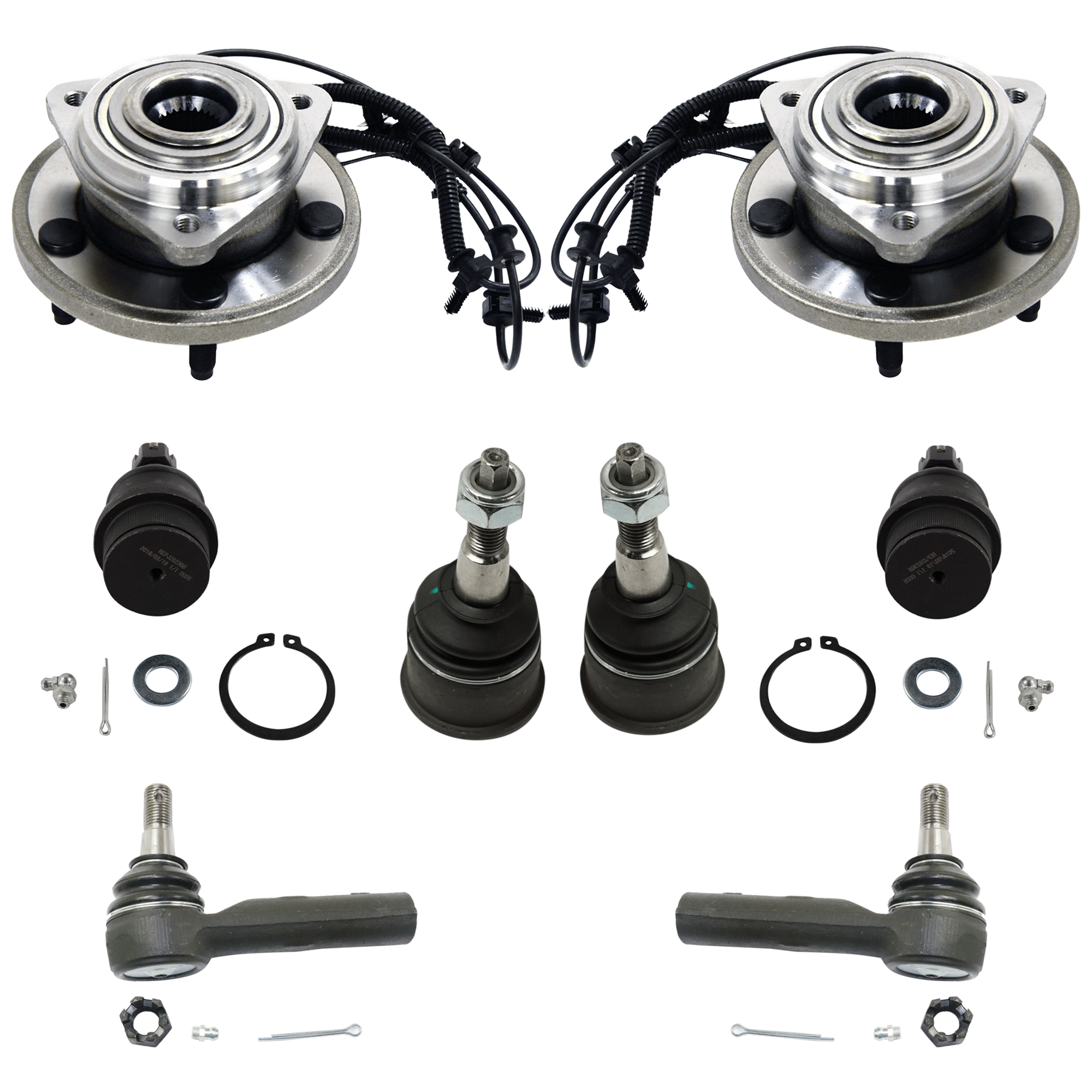 AM GRAND CHEROKEE 05-10 COMMANDER 06-07 FRONT WHEEL HUB RH AND LH 8 pc kit 5 Studs 5 x 127 mm PCD Bolt Pattern with Ball Joint and Tie Rod End SKU KIT 080324-54 OEM 52089434AE 2601692-5001138