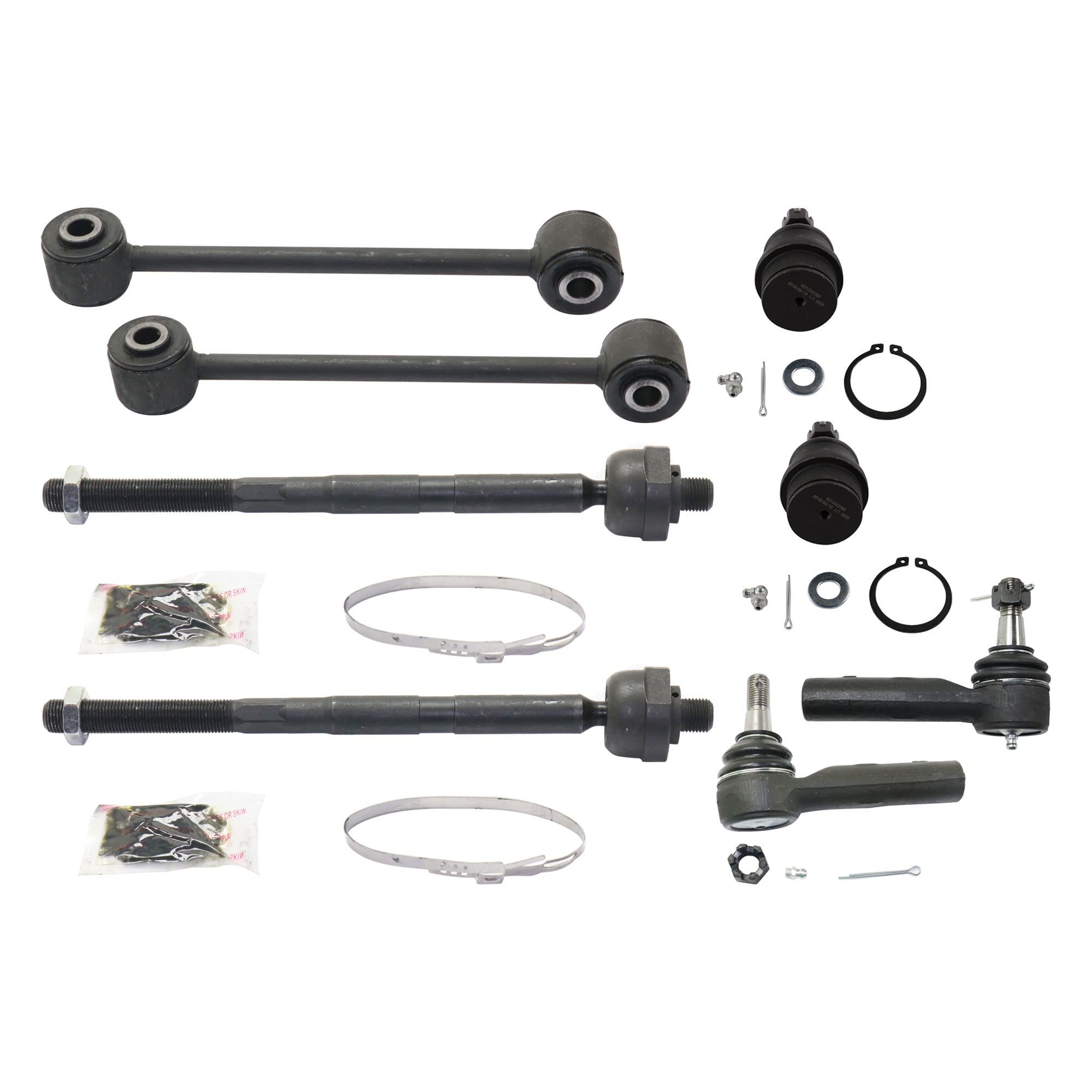 AM GRAND CHEROKEE 05-10 COMMANDER 08-10 FRONT TIE ROD END RH AND LH Inner and Outer 8 pc kit with Ball Joint Sway Bar Link and Tie Rod End SKU KIT 080324-55 OEM 2693374-4012037-4012037B 45A10
