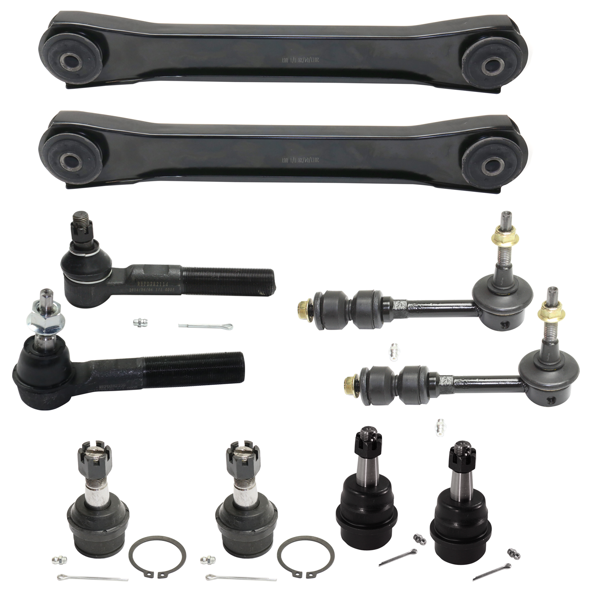 AM RAM 1500-00-01 FRONT CONTROL ARM RH AND LH Lower 10 pc kit with Ball Joint Sway Bar Link and Tie Rod End SKU KIT 080324-61 OEM 52106778AA 104325-2601550-5051