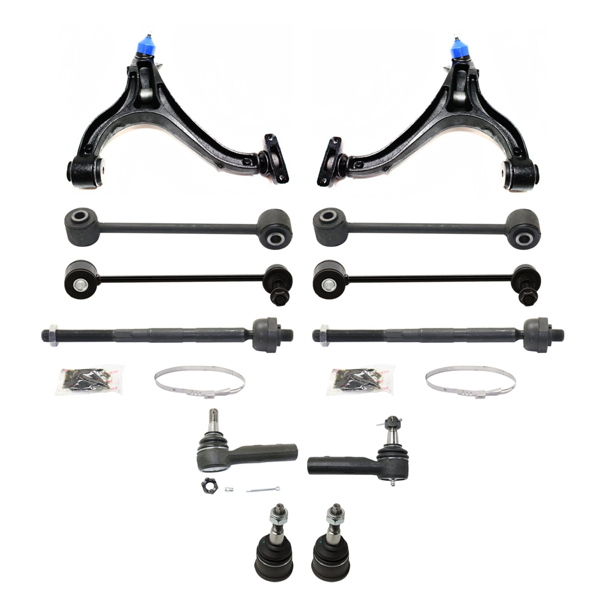AM GRAND CHEROKEE 05-10 FRONT CONTROL ARM RH AND LH Lower w ball joint s 12 pc Kit with Ball Joint Sway Bar Link and Tie Rod End SKU KIT 080324-70 OEM 52089980AF 52089981AF 2601692