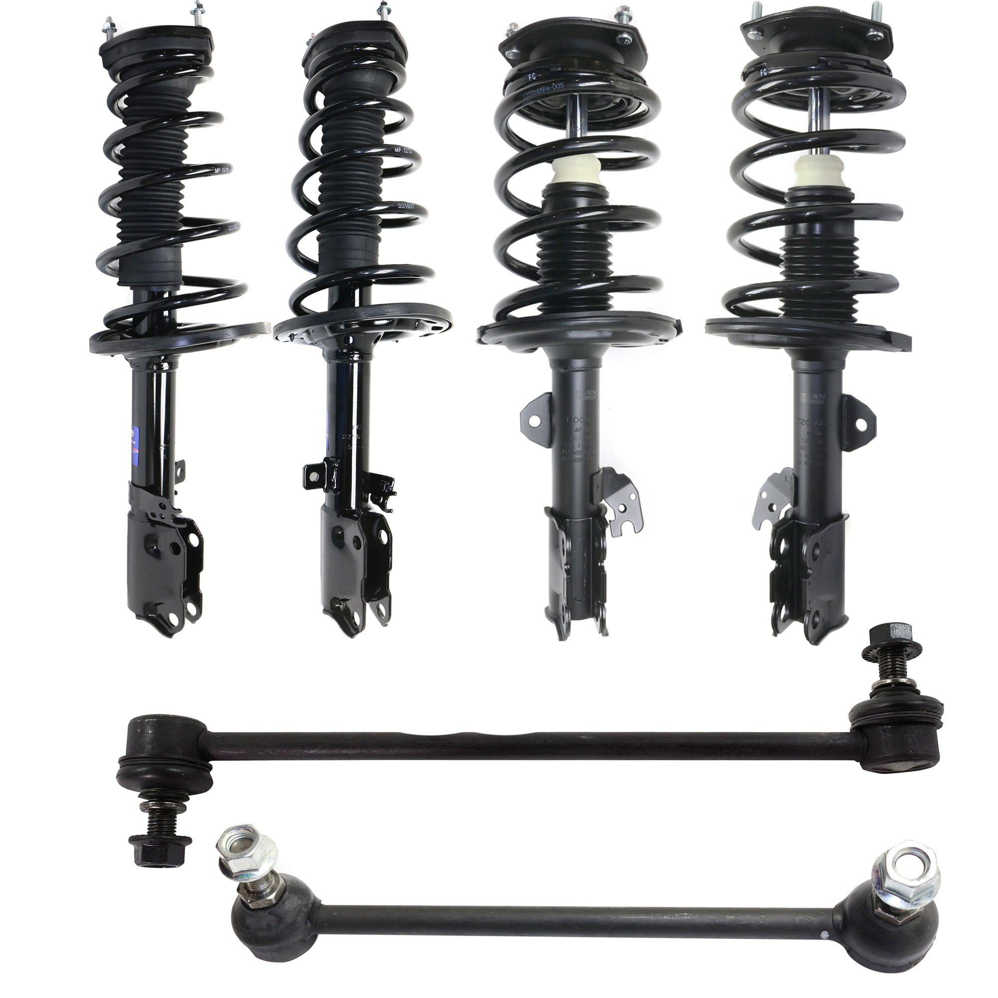 AM CAMRY 07-11 FRONT AND REAR SUSPENSION KIT RH AND LH 8 pc kit with Loaded Struts and Sway Bar Links SKU KIT 080522-02 OEM 4853080530 SR4263-4853080528-8