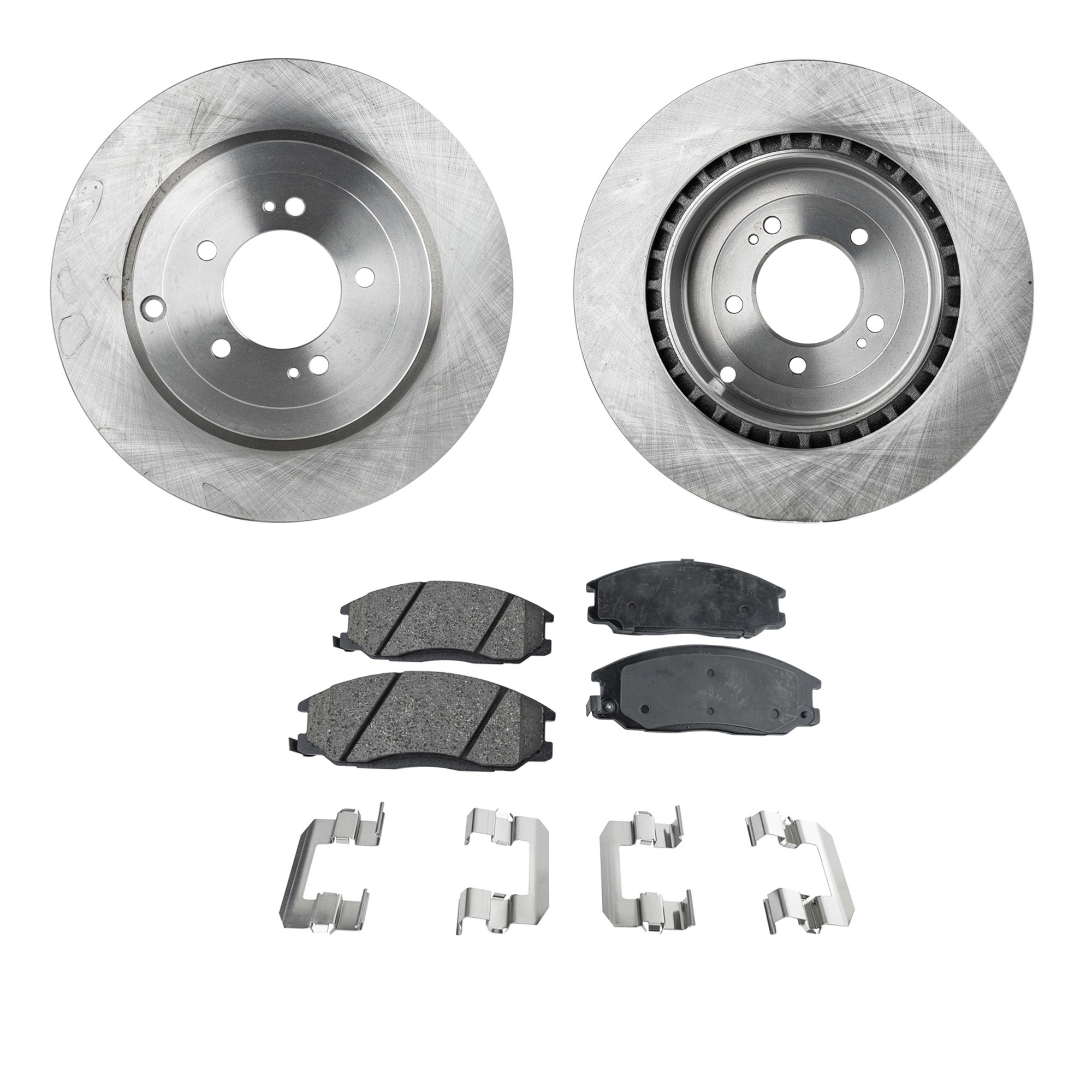 AM SANTA FE 01-04 FRONT BRAKE DISC AND PAD KIT 4 pc kit SKU KIT 080621-1000 OEM 517123B000-517123B300-0K52Y332