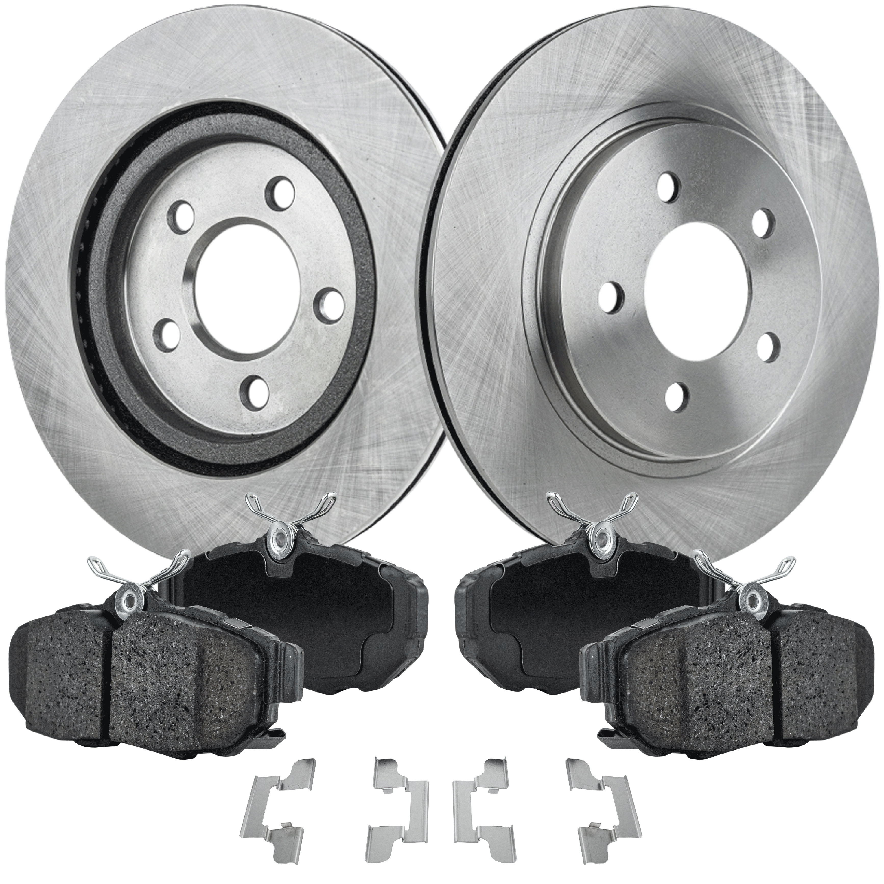 AM MUSTANG 13-14 REAR BRAKE DISC AND PAD KIT 2 Wheel Set SKU KIT 080621-1014 OEM 5R3Z2C026AA BR3Z2200A BR3Z2200