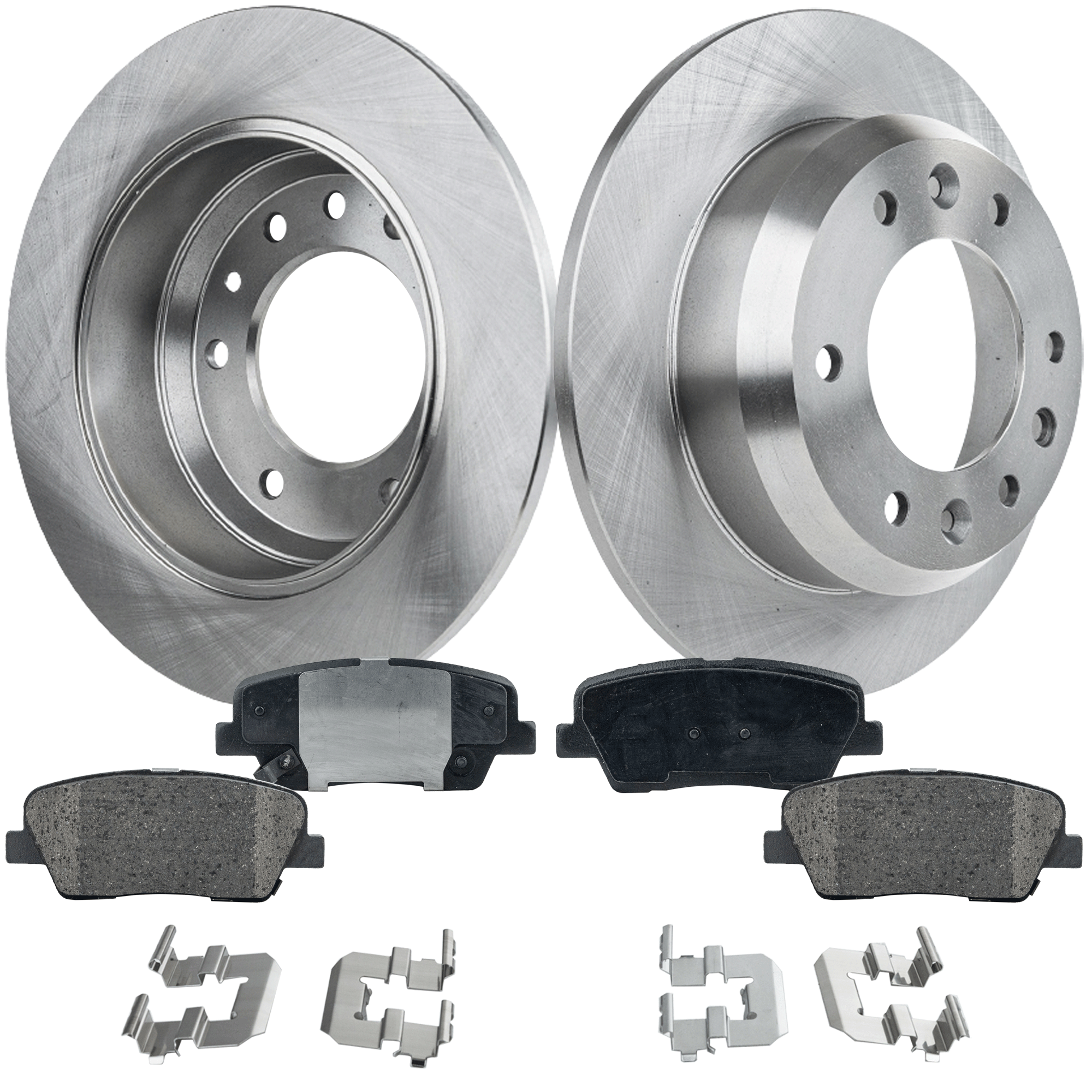AM ENTOURAGE 07-09 SEDONA 07-14 REAR BRAKE DISC AND PAD KIT 4 pc kit SKU KIT 080621-1036 OEM 584114D500-583022MA00-583023NA