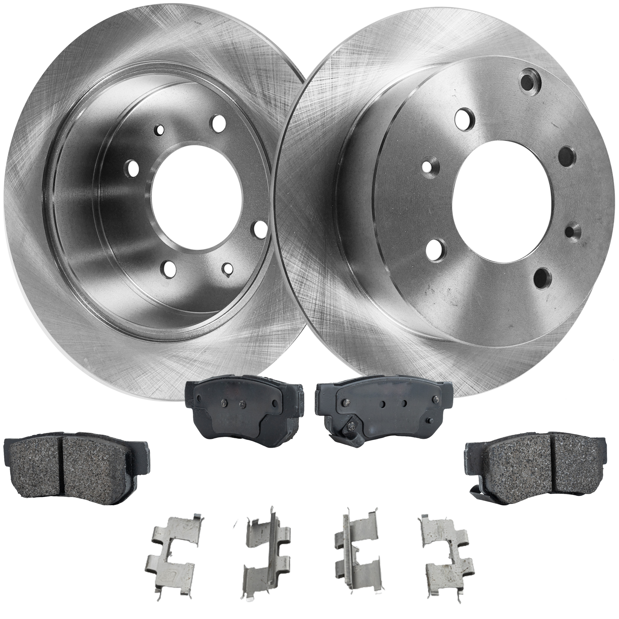 AM SONATA 99-05 OPTIMA 01-06 REAR BRAKE DISC AND PAD KIT Plain Surface Ceramic 4 Lugs 4 pc Kit SKU KIT 080621-1045 OEM 584113C000-583021FA50-5830226A