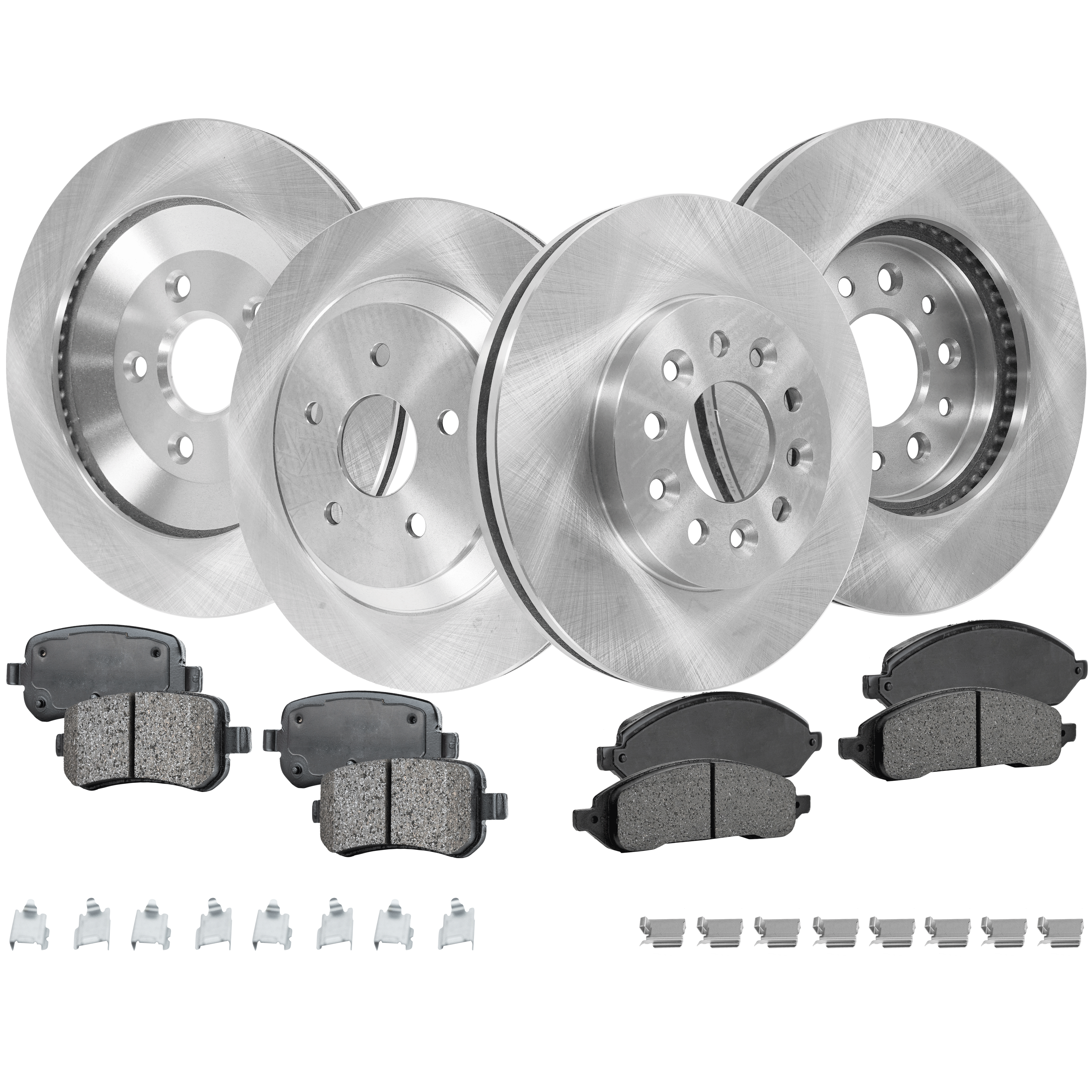 AM FREESTAR MONTEREY 04-07 FRONT AND REAR BRAKE DISC AND PAD KIT 4 Wheel Set SKU KIT 080621-1046 OEM 3F2Z1125AA 6F2Z1125A 3F2Z2C026