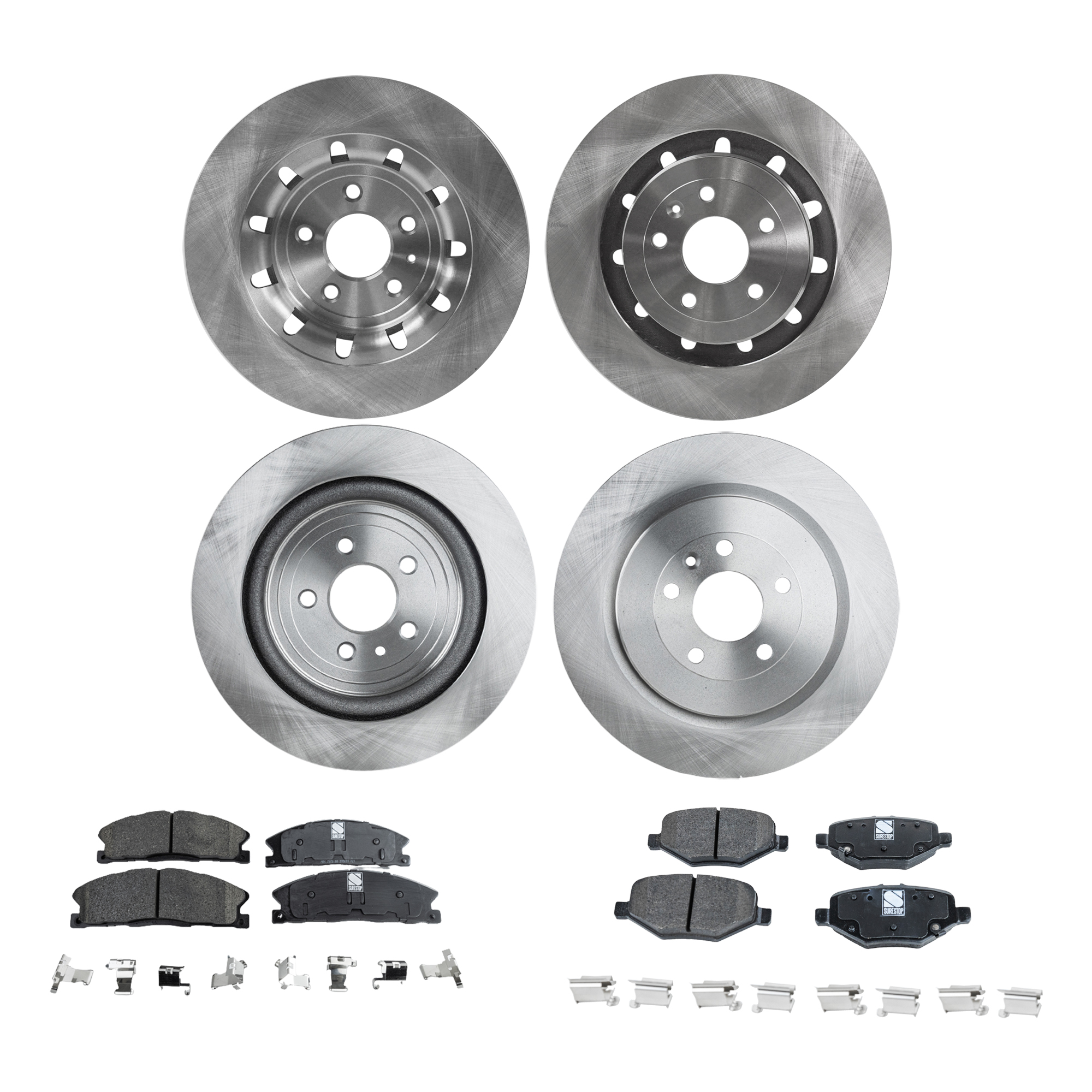 AM EXPLORER 13-14 FRONT AND REAR BRAKE DISC AND PAD KIT 8 pc kit SKU KIT 080621-1055 OEM 42285-54189-54190-680983-85030