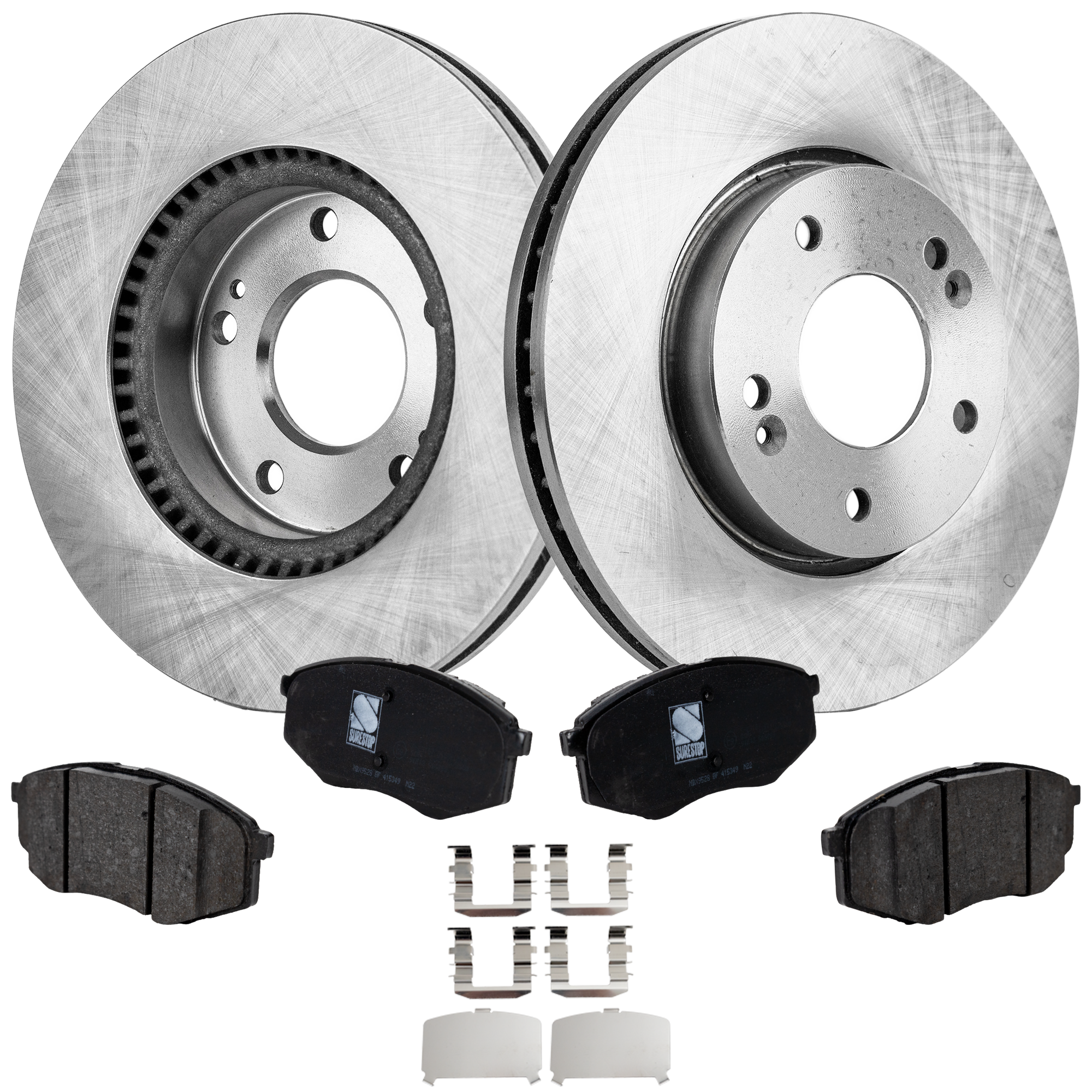 AM SPORTAGE 11-11 TUCSON 10-11 FRONT BRAKE DISC AND PAD KIT 2 Wheel Set SKU KIT 080621-1089 OEM 517122C000-517121F000-517121F3