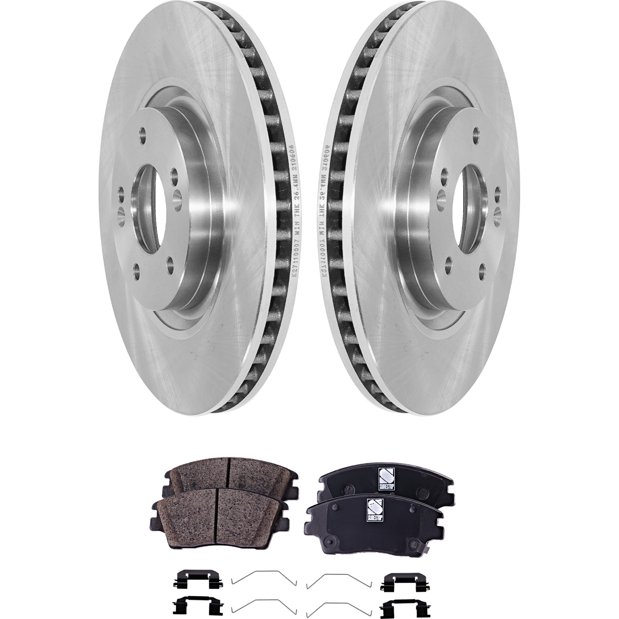 AM SPORTAGE 17-20 FRONT BRAKE DISC AND PAD KIT 4 pc kit SKU KIT 080621-1093 OEM 31590-44728-850264-60003003-31