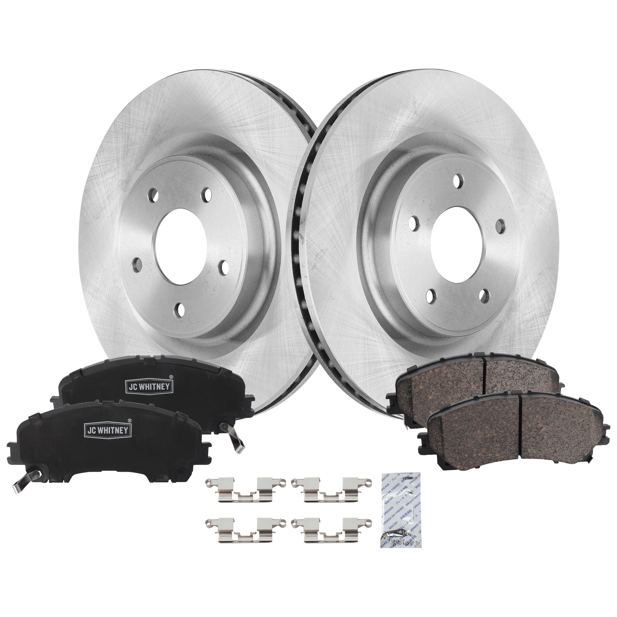 AM Q50-14-23 Q60-17-22 QX50-16-17 FRONT BRAKE DISC AND PAD KIT 4 pc Kit SKU KIT 080621-1114 OEM 44765-0833566-850356-60067105