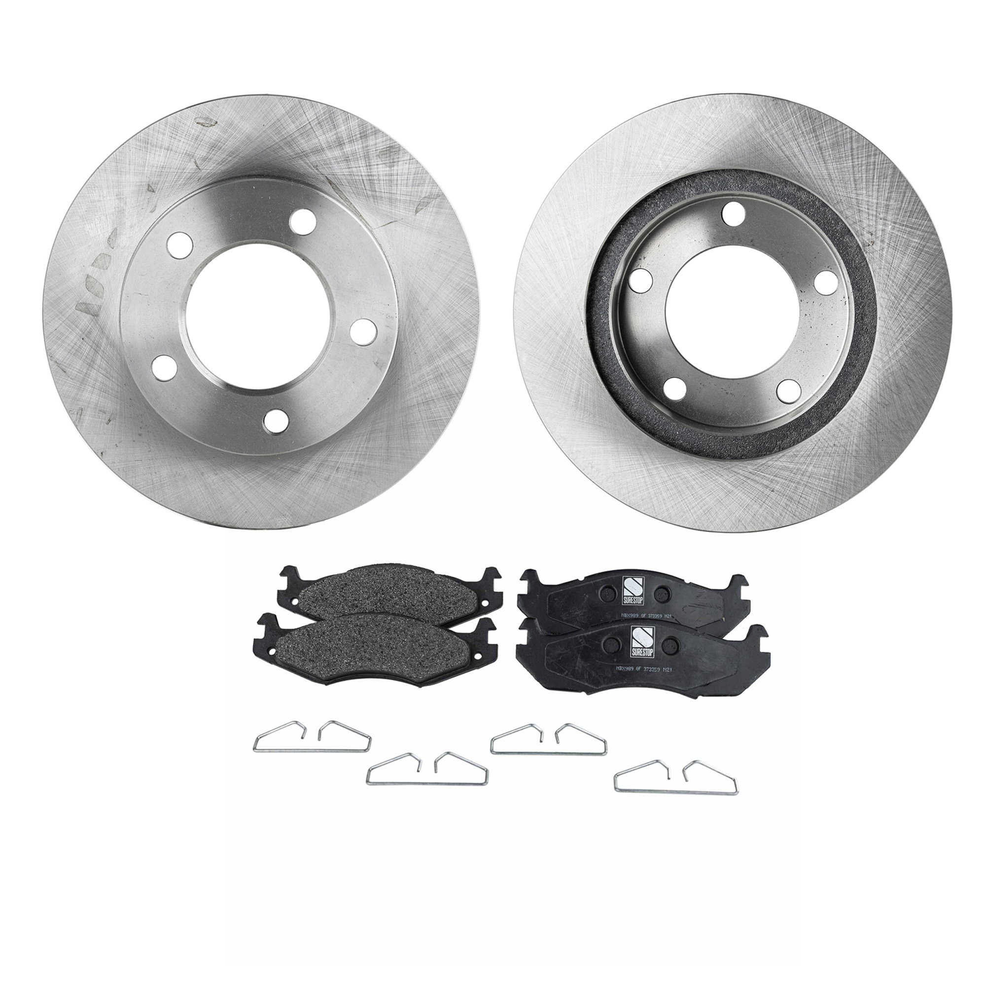 AM CJ7-85-86 FRONT BRAKE DISC AND PAD KIT 4 pc kit SKU KIT 080621-1138 OEM 5358568-5363421-5742771-057K02