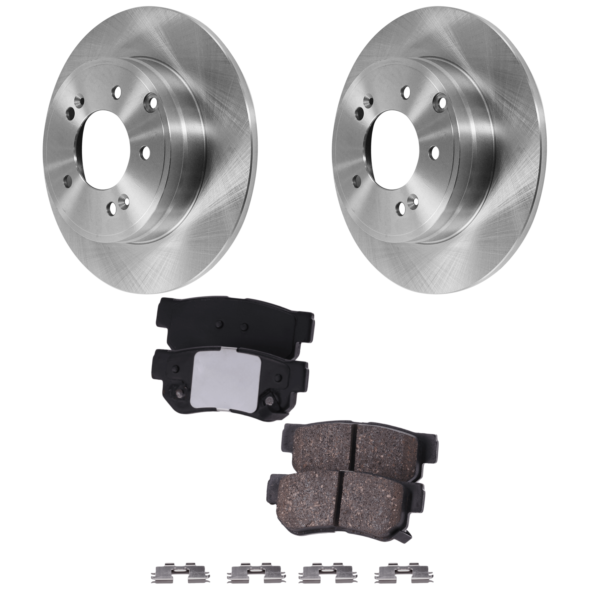 AM SONATA 05-08 AZERA 09-09 REAR BRAKE DISC AND PAD KIT Plain Surface Ceramic 5 Lugs 4 pc Kit SKU KIT 080621-1142 OEM 584110A100-583021FA50-5830226A