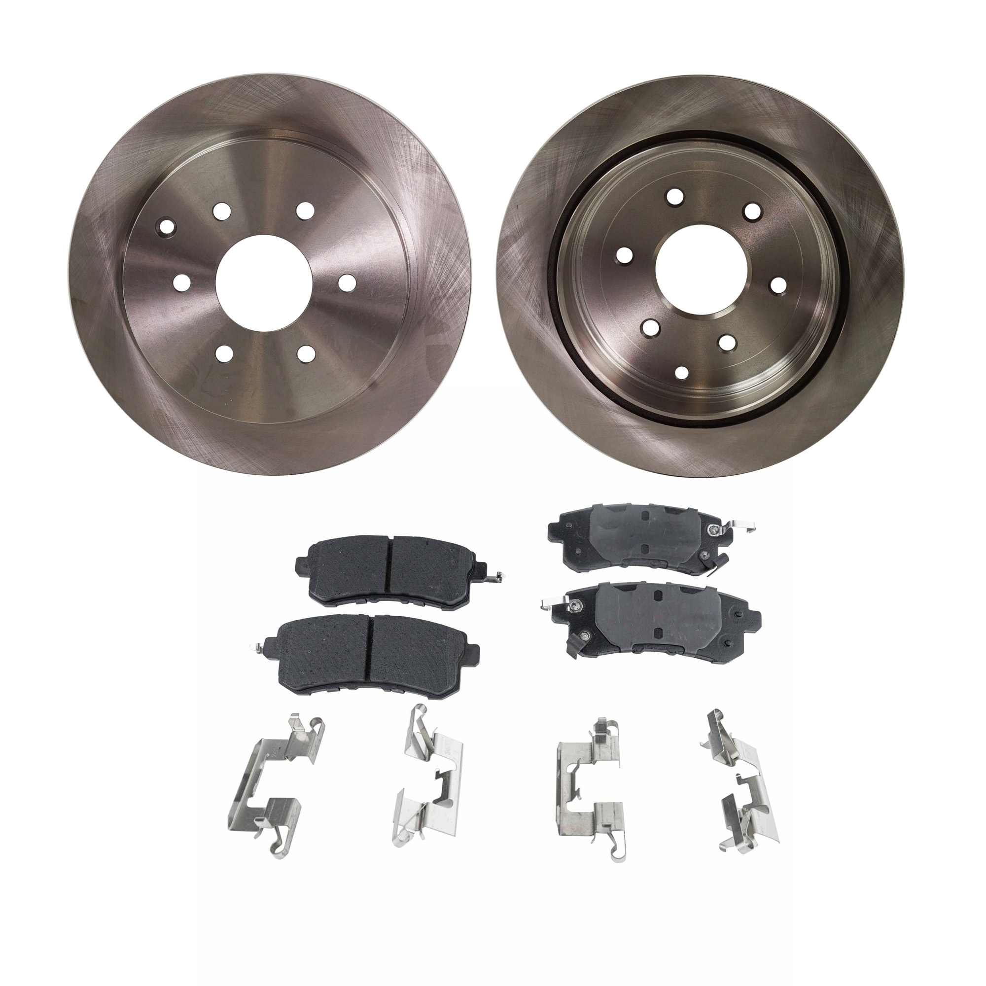 AM ARMADA 17-23 QX56-11-13 QX80-14-23 REAR BRAKE DISC AND PAD KIT 4 pc kit SKU KIT 080621-1168 OEM 31571-44721-850249-12142113-60