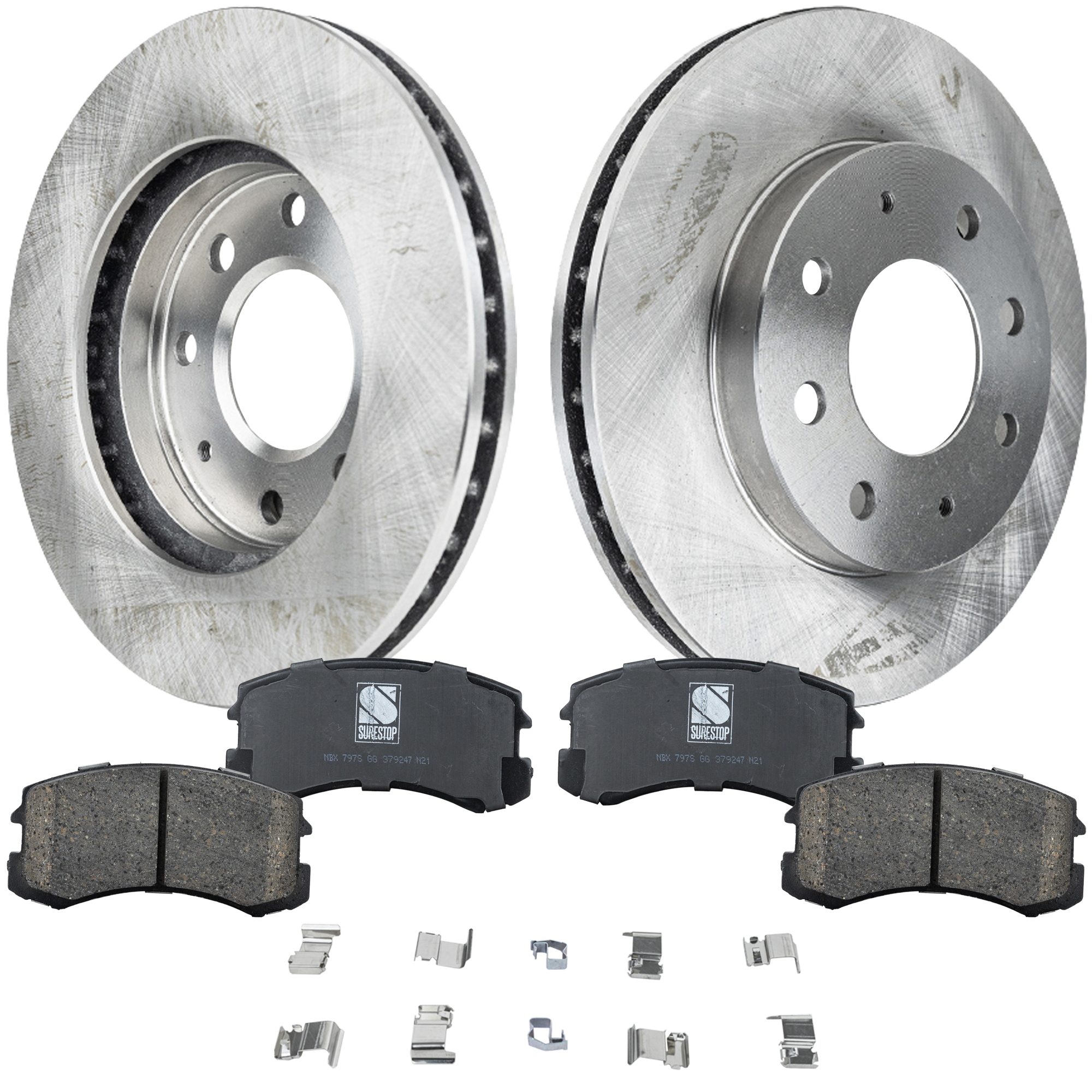 AM LANCER 04-07 FRONT BRAKE DISC AND PAD KIT 2 Wheel Set SKU KIT 080621-1170 OEM MB668886 MB950569 MB950570-517