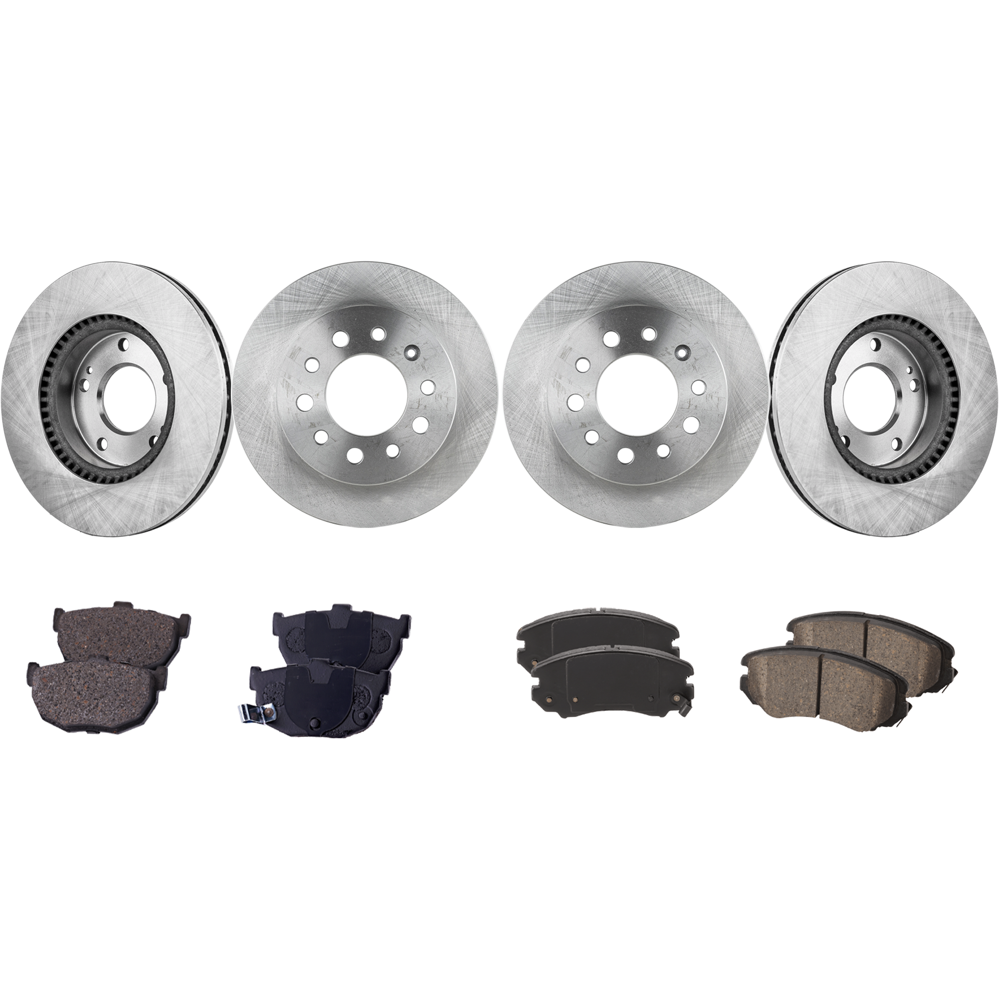 AM TIBURON 07-08 FRONT AND REAR BRAKE DISC AND PAD KIT 8 pc kit Plain Surface SKU KIT 080621-1188 OEM 517122C000-517121F000-517121F3