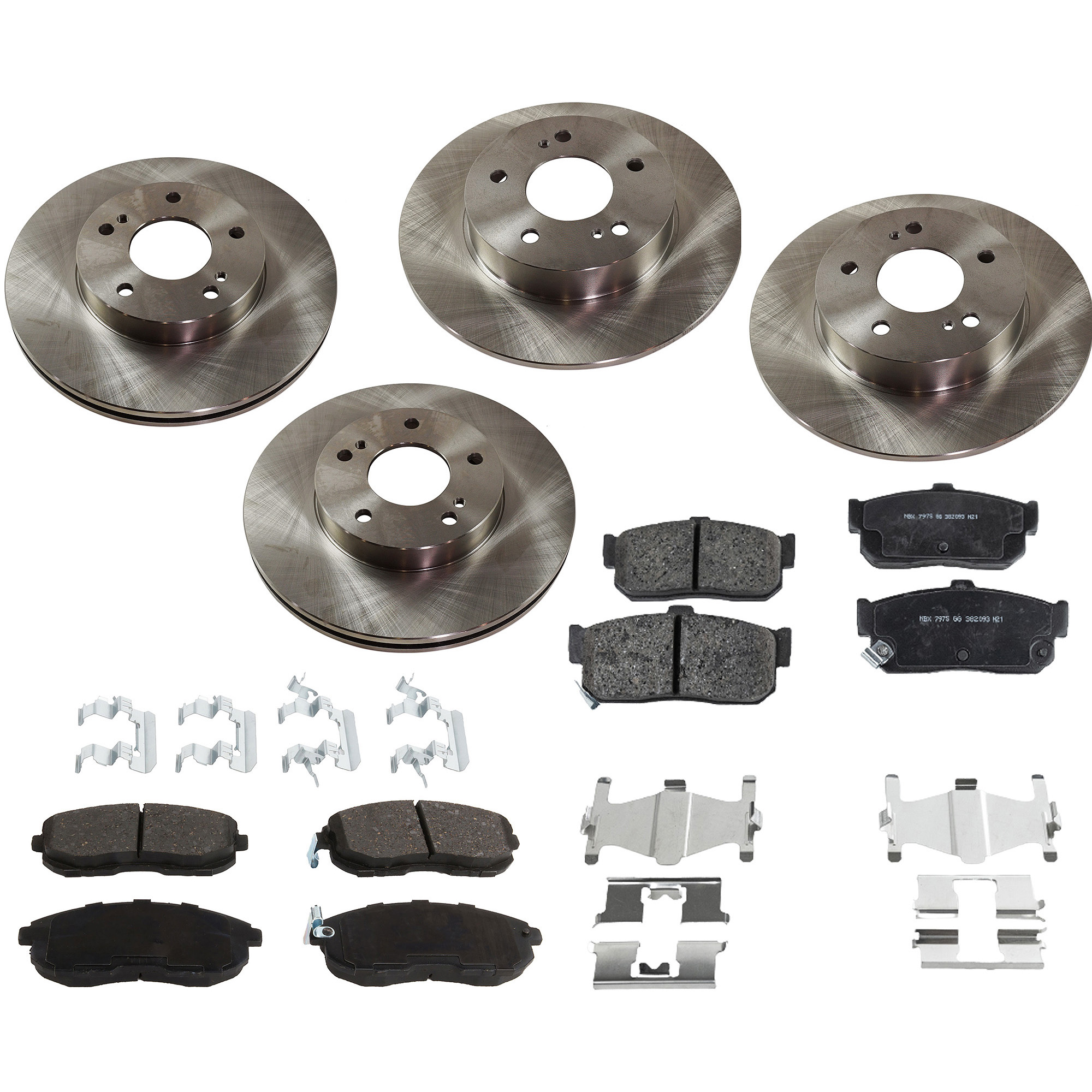 AM MAXIMA 94-99 FRONT AND REAR BRAKE DISC AND PAD KIT 4 Wheel Set SKU KIT 080621-1206 OEM 4320631U12-4223051200-4020688E