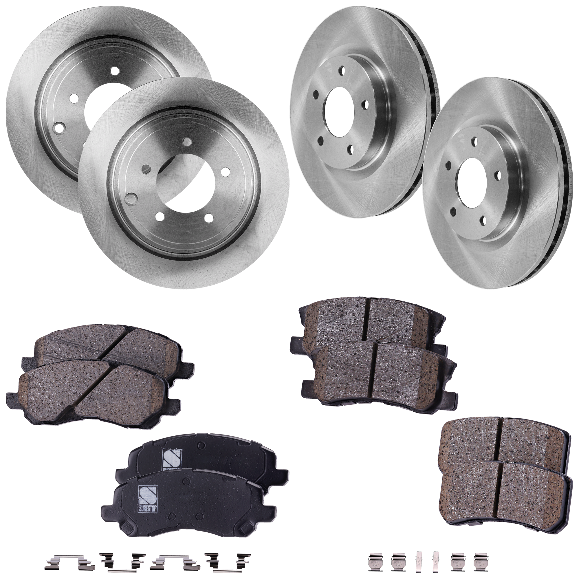 AM LANCER 08-11 OUTLANDER 08-11 FRONT AND REAR BRAKE DISC AND PAD KIT 4 Wheel Set SKU KIT 080621-1231 OEM 4615A010-4615A121-5105514AA 51