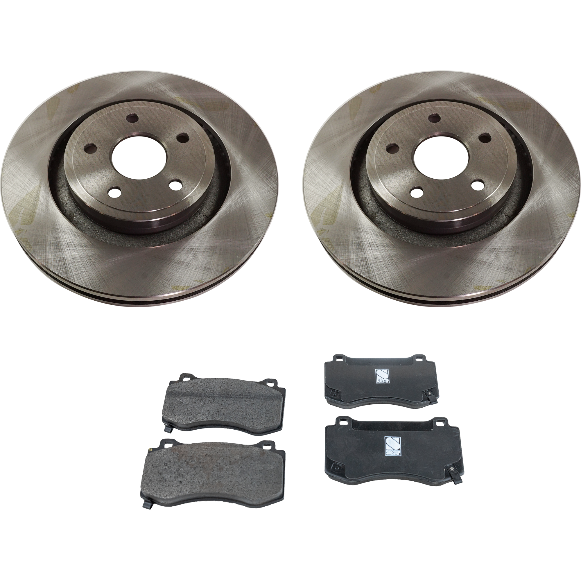 AM GRAND CHEROKEE 06-10 FRONT BRAKE DISC AND PAD KIT 2 Wheel Set SKU KIT 080621-1234 OEM 5290733AB 5174311AA 5174311AB