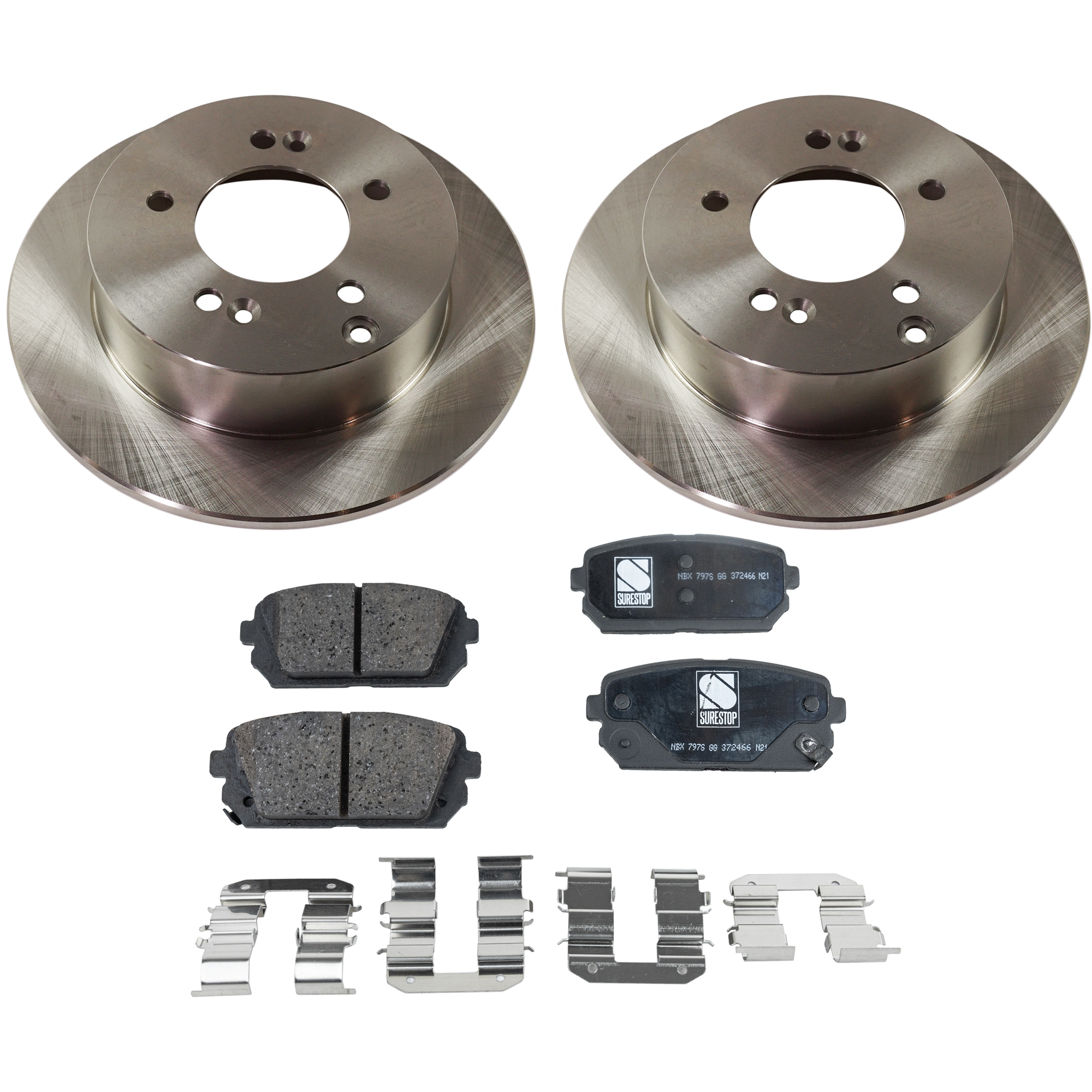 AM RONDO 07-12 REAR BRAKE DISC AND PAD KIT 4 pc kit SKU KIT 080621-1296 OEM 584111D000-583021DA00-583021DA