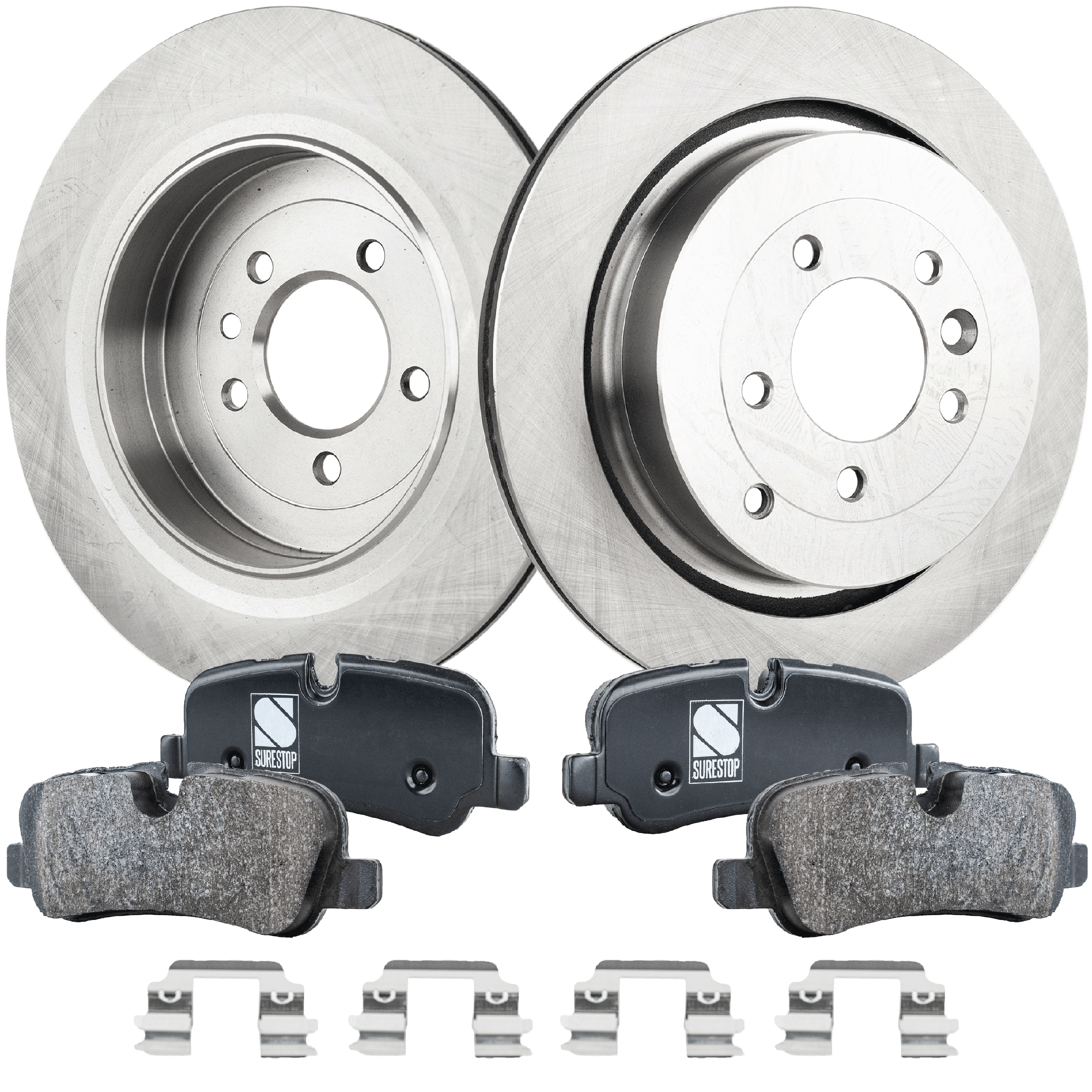 AM LR3-05-09 LR4-10-16 REAR BRAKE DISC AND PAD KIT 2 Wheel Set SKU KIT 080621-1309 OEM SDB000644 SDB000646 SFP500021