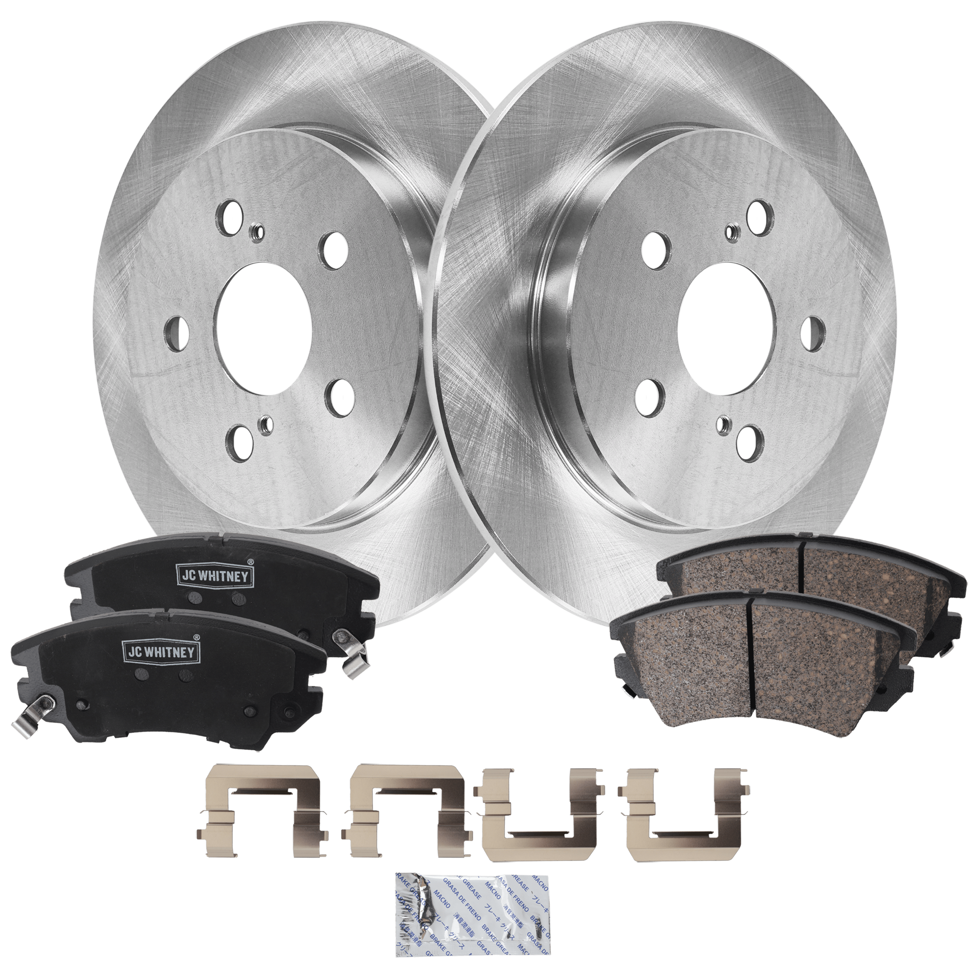 AM COROLLA 14-19 PRIUS 11-22 REAR BRAKE DISC AND PAD KIT 4 pc kit SKU KIT 080621-1314 OEM 4243102250-4243102200-42431123