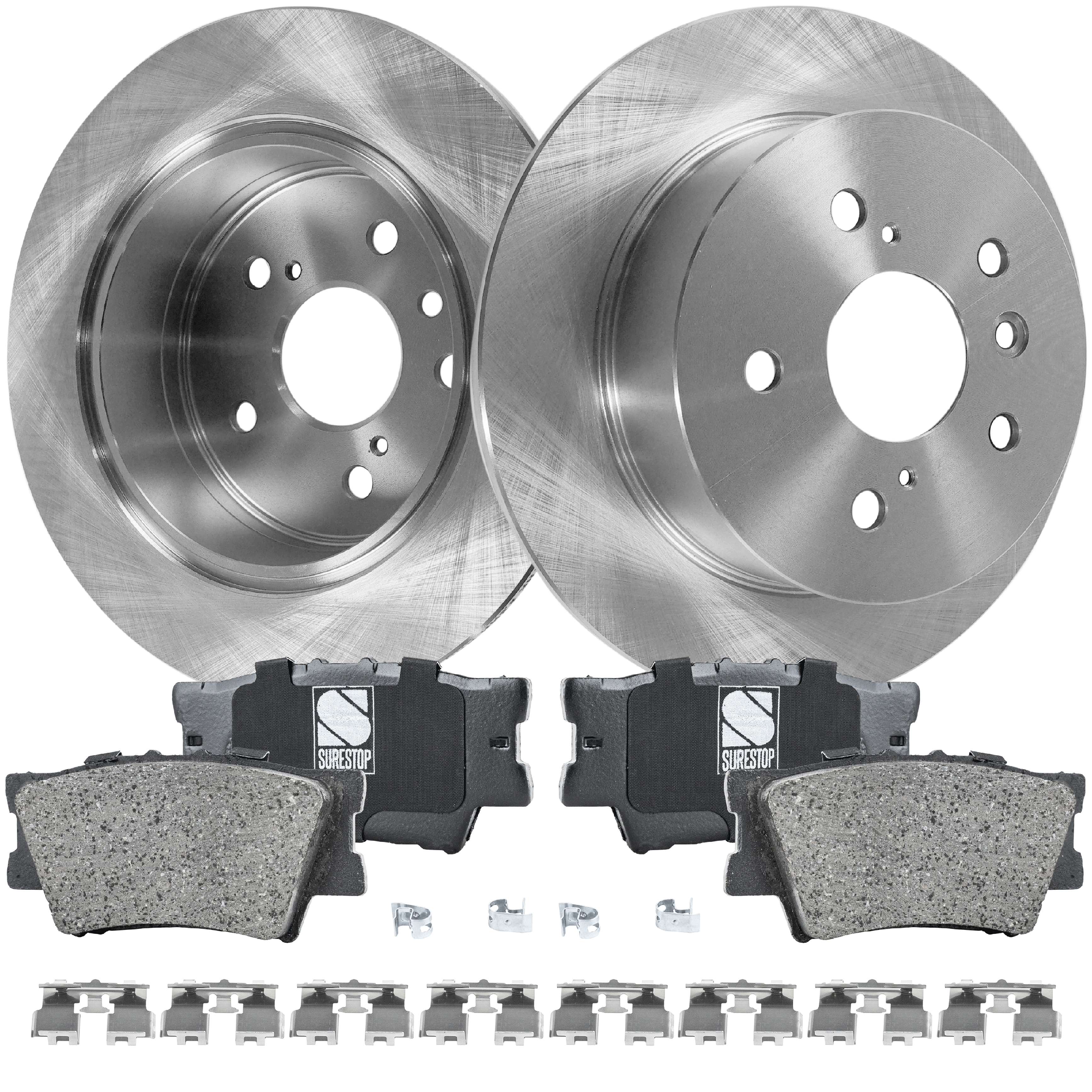 AM AVALON 08-12 CAMRY 08-11 ES350-11-12 REAR BRAKE DISC AND PAD KIT 4 pc kit SKU KIT 080621-1321 OEM 4243106110-4243106160-42431331