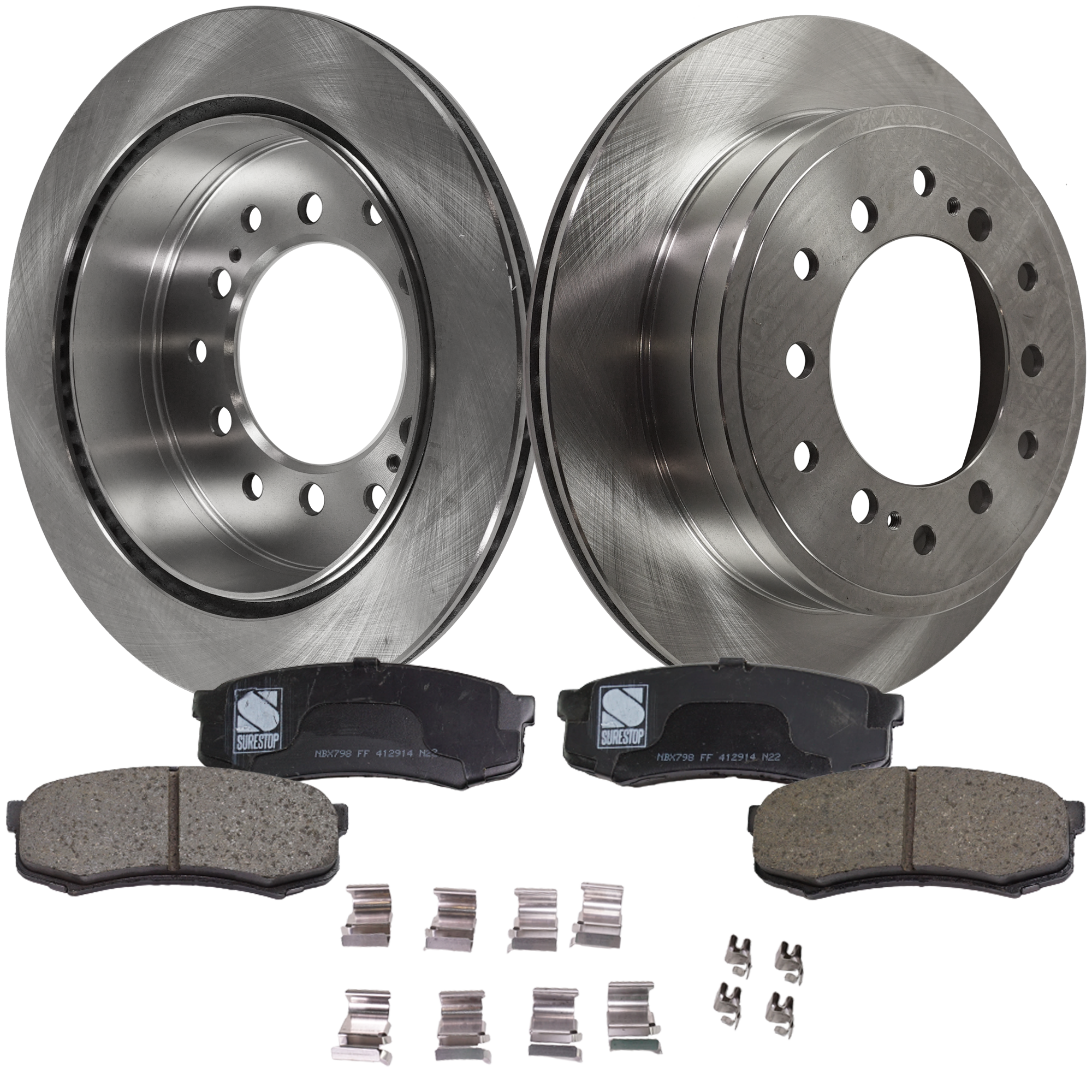 AM 4RUNNER GX460-10-22 REAR BRAKE DISC AND PAD KIT 4 pc kit SKU KIT 080621-1327 OEM 31550-44715-0833467-850180-880