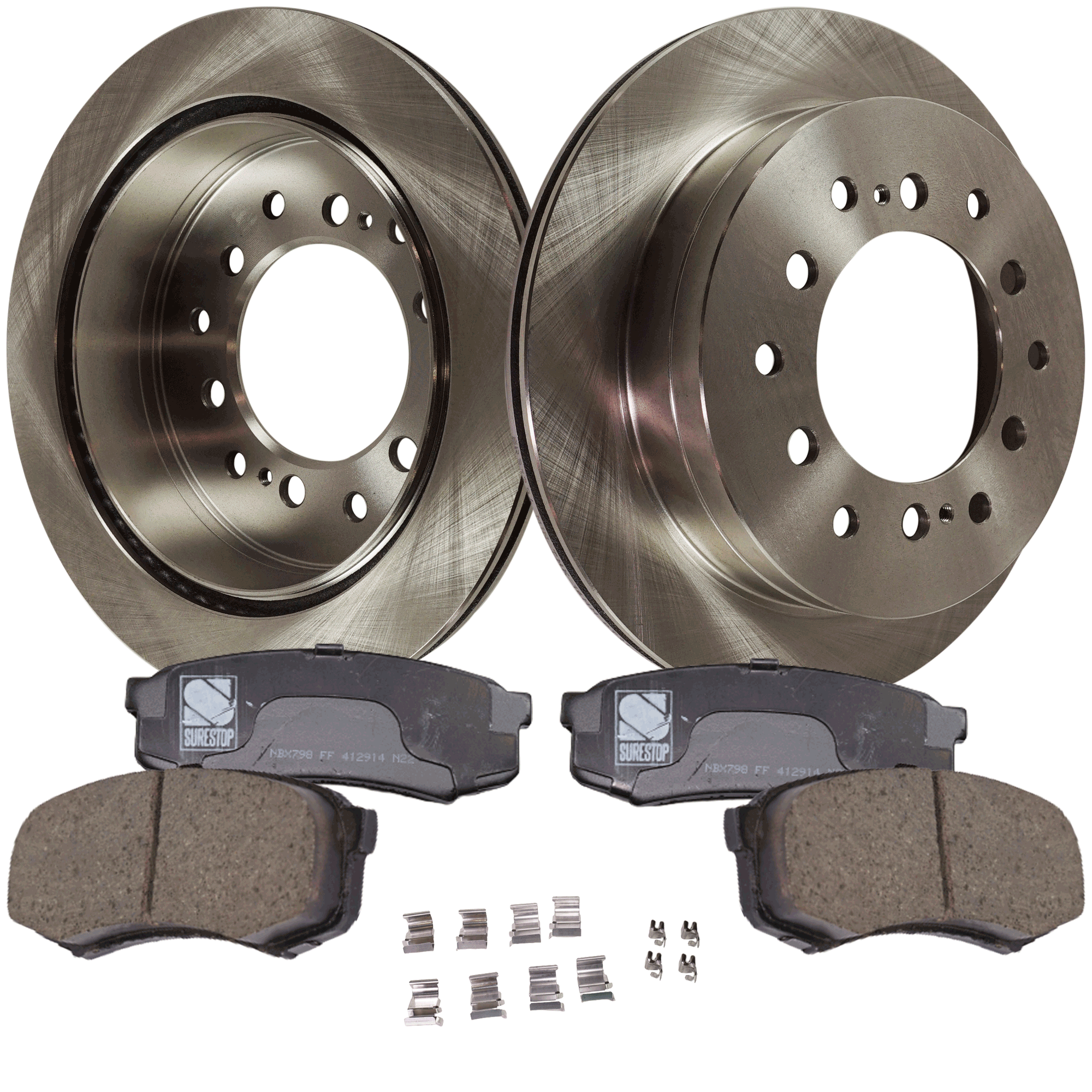AM 4RUNNER GX470-03-09 SEQUOIA 01-07 REAR BRAKE DISC AND PAD KIT 4 pc kit SKU KIT 080621-1328 OEM 4243160295-4243160200-42431602