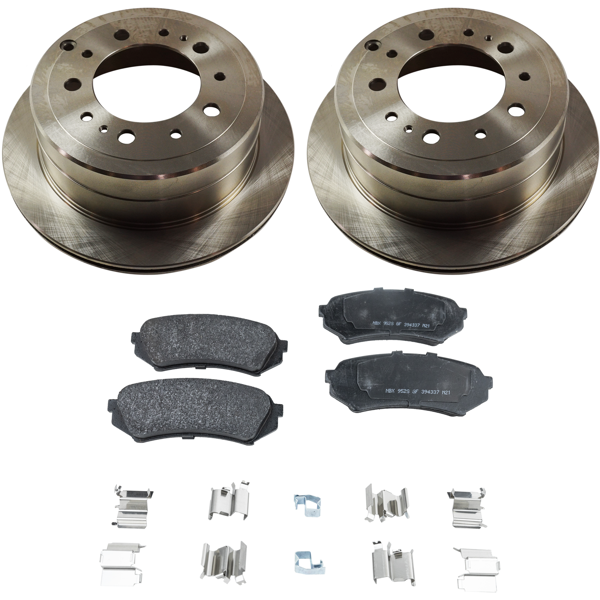 AM LAND CRUISER 04-07 LX470-01-07 REAR BRAKE DISC AND PAD KIT 2 Wheel Set SKU KIT 080621-1337 OEM 4243160221-4243160281-04466600