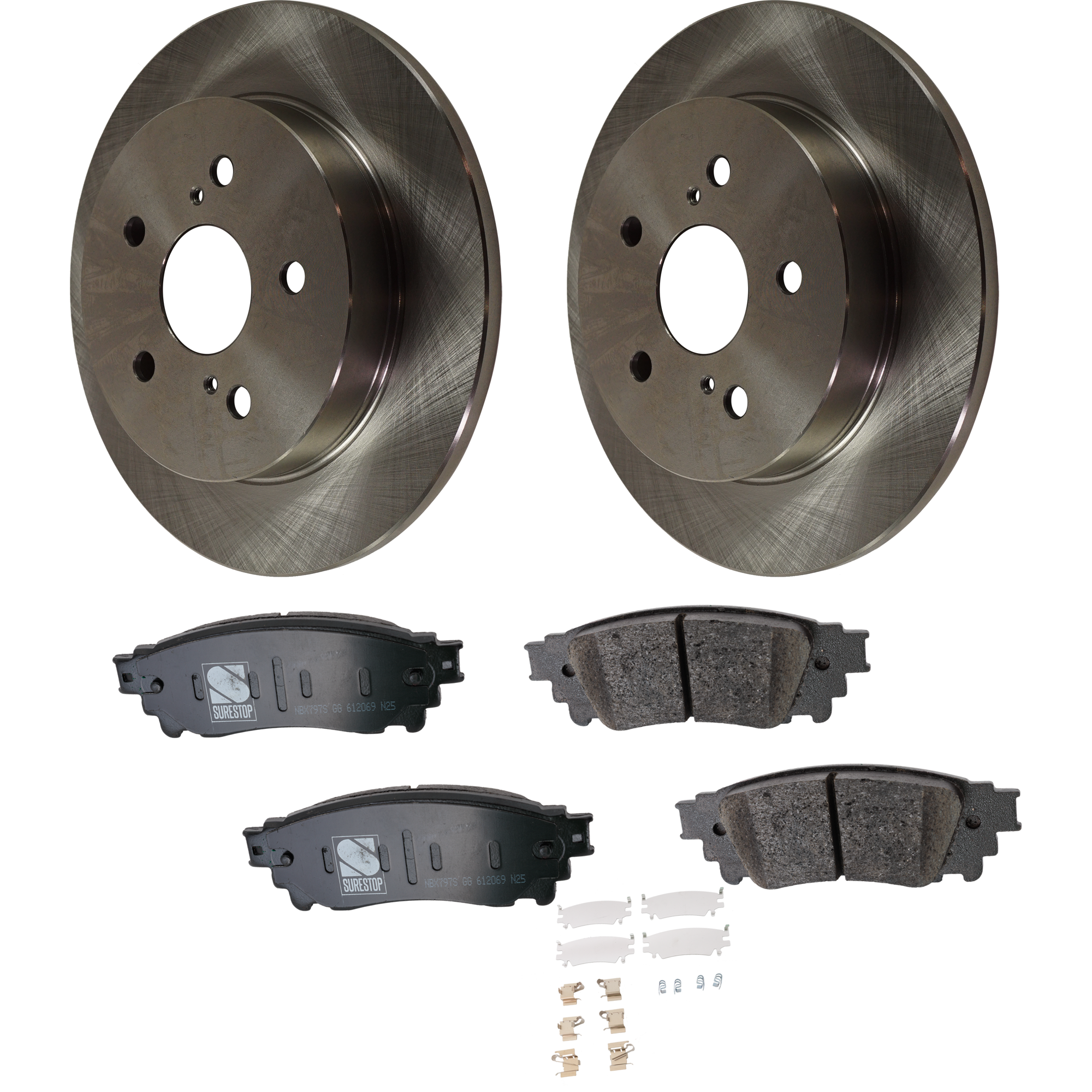 AM NX200T 15-17 NX300H 15-20 REAR BRAKE DISC AND PAD KIT 4 pc kit SKU KIT 080621-1339 OEM 44880-850504-12144195-60075041
