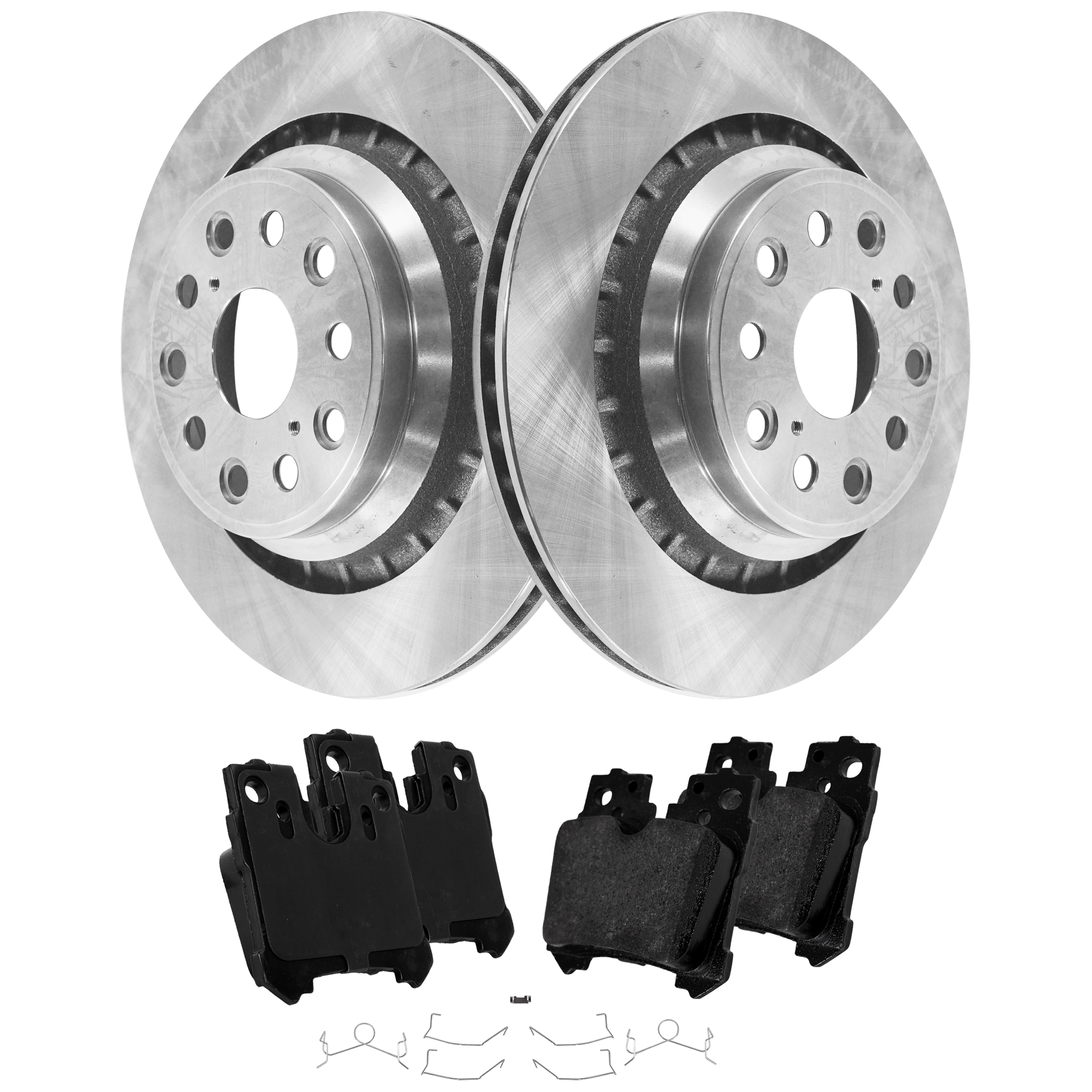 AM LS460-07-17 LS600H 08-16 REAR BRAKE DISC AND PAD KIT 4 pc kit SKU KIT 080621-1351 OEM 31472-44610-850139-880571-1214