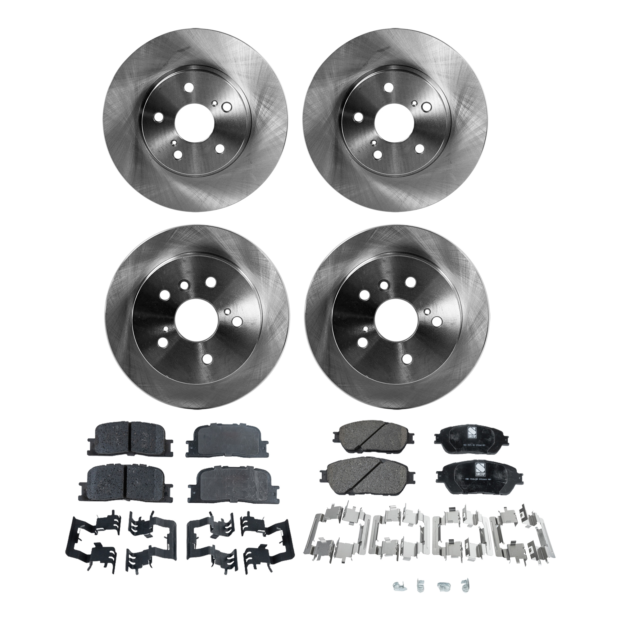 AM CAMRY 05-06 FRONT AND REAR BRAKE DISC AND PAD KIT 8 pc kit Japan Built Vehicle SKU KIT 080621-1384 OEM 4243133100-4243106050-42431060