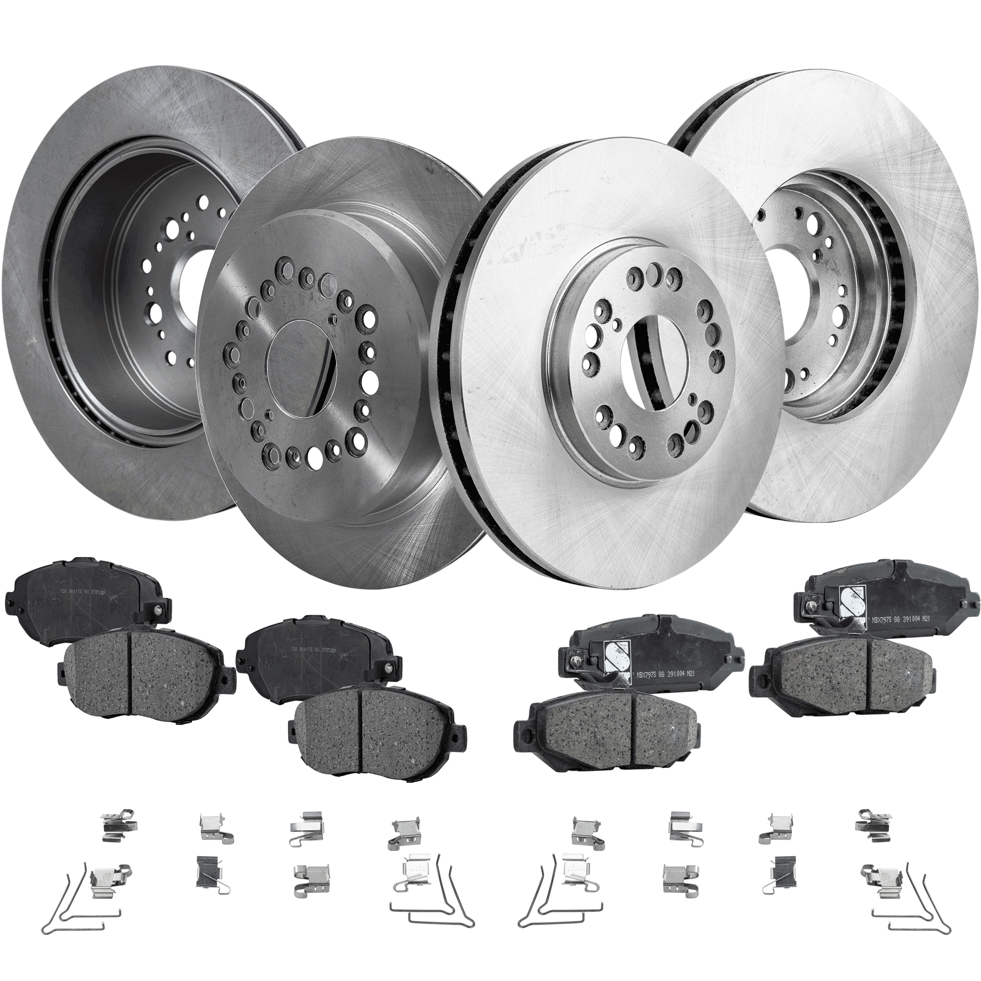 AM GS300-93-97 FRONT AND REAR BRAKE DISC AND PAD KIT 8 pc kit Plain Surface SKU KIT 080621-1388 OEM 4243130140-4243130190-42431500
