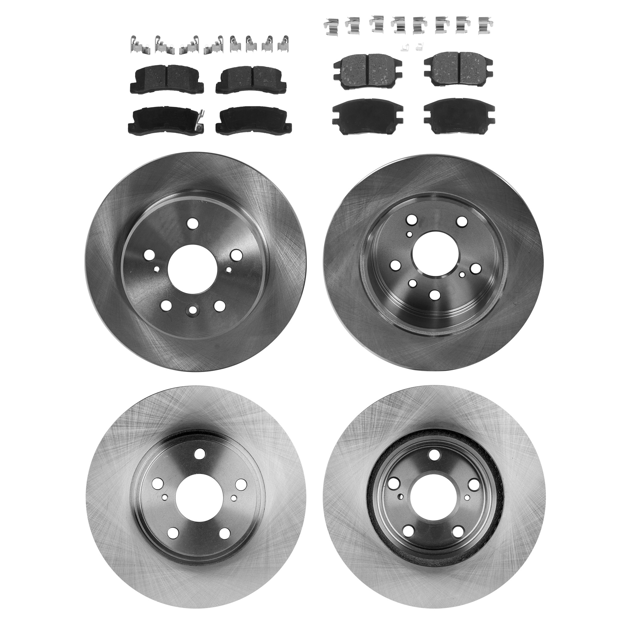 AM RX300-02-03 FRONT AND REAR BRAKE DISC AND PAD KIT 4 Wheel Set Plain Surface SKU KIT 080621-1407 OEM 4351248011-4243133030-42431330