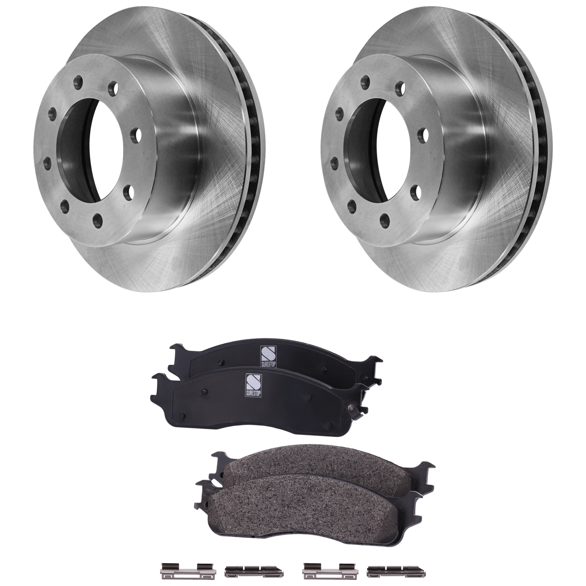 AM DODGE FULL SIZE P U 03-08 FRONT BRAKE DISC AND PAD KIT 4 pc kit SKU KIT 080621-617 OEM 52121050AA 152121050AA 5093267